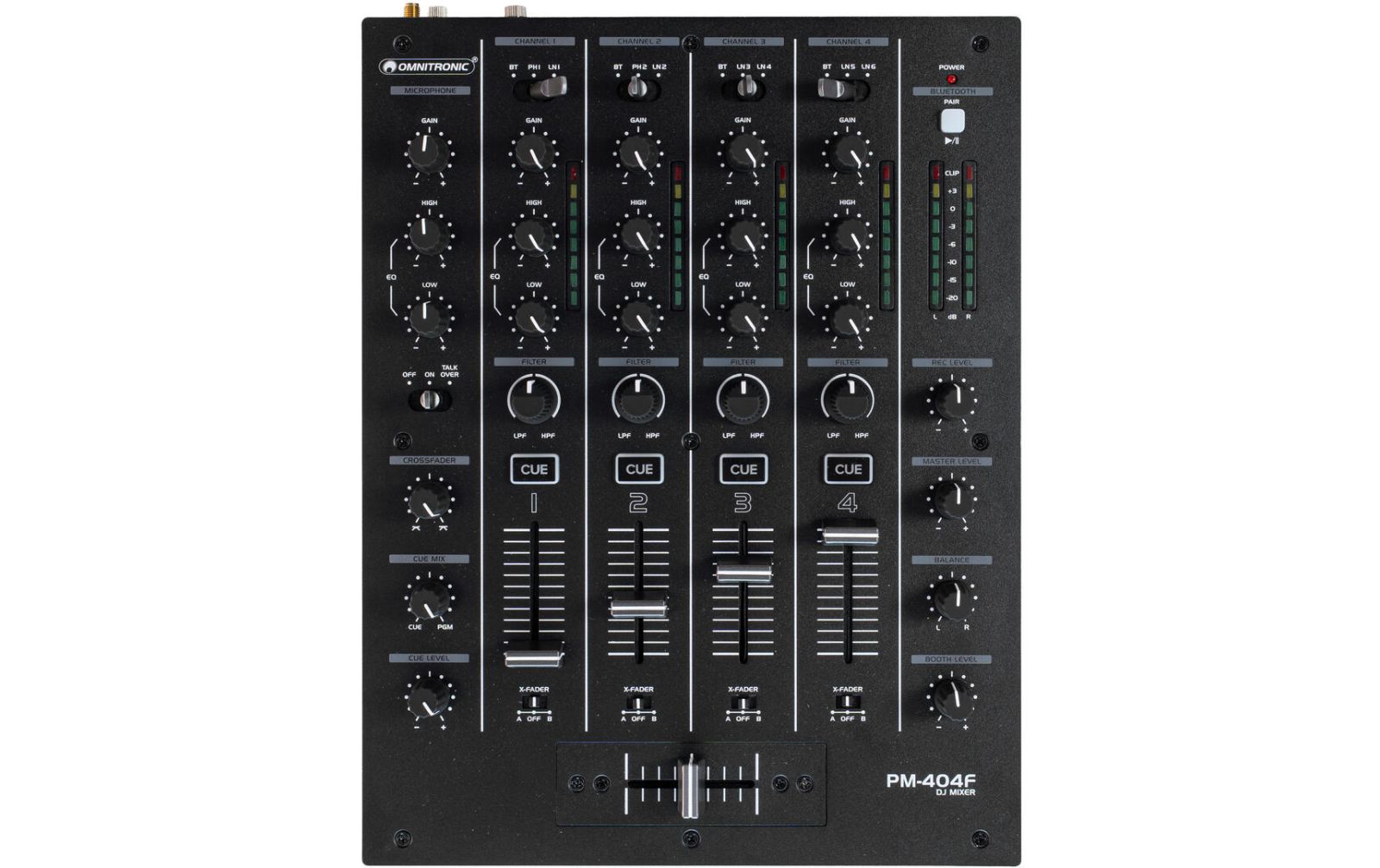Omnitronic PM-404F 4-Kanal-DJ-Mixer mit Filter und Bluetooth