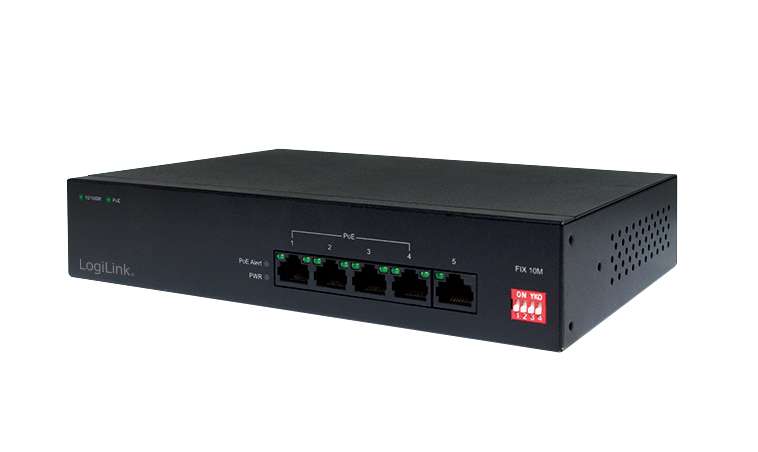 LogiLink Power over Ethernet (PoE) Switch, 10/100 MBit/s, 5-port