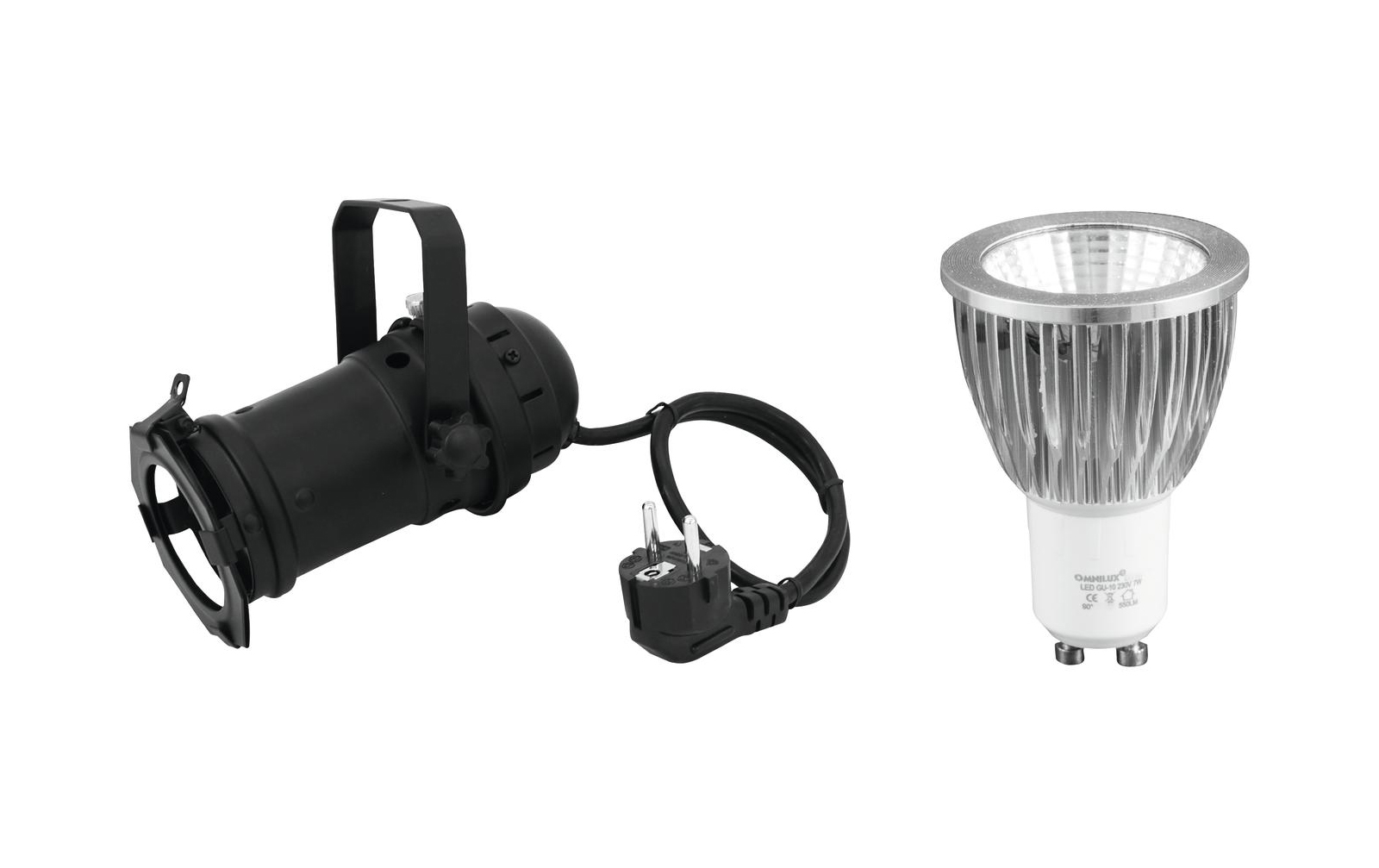 Eurolite Set PAR-16 Spot sw + GU-10 230V COB 7W 6400K