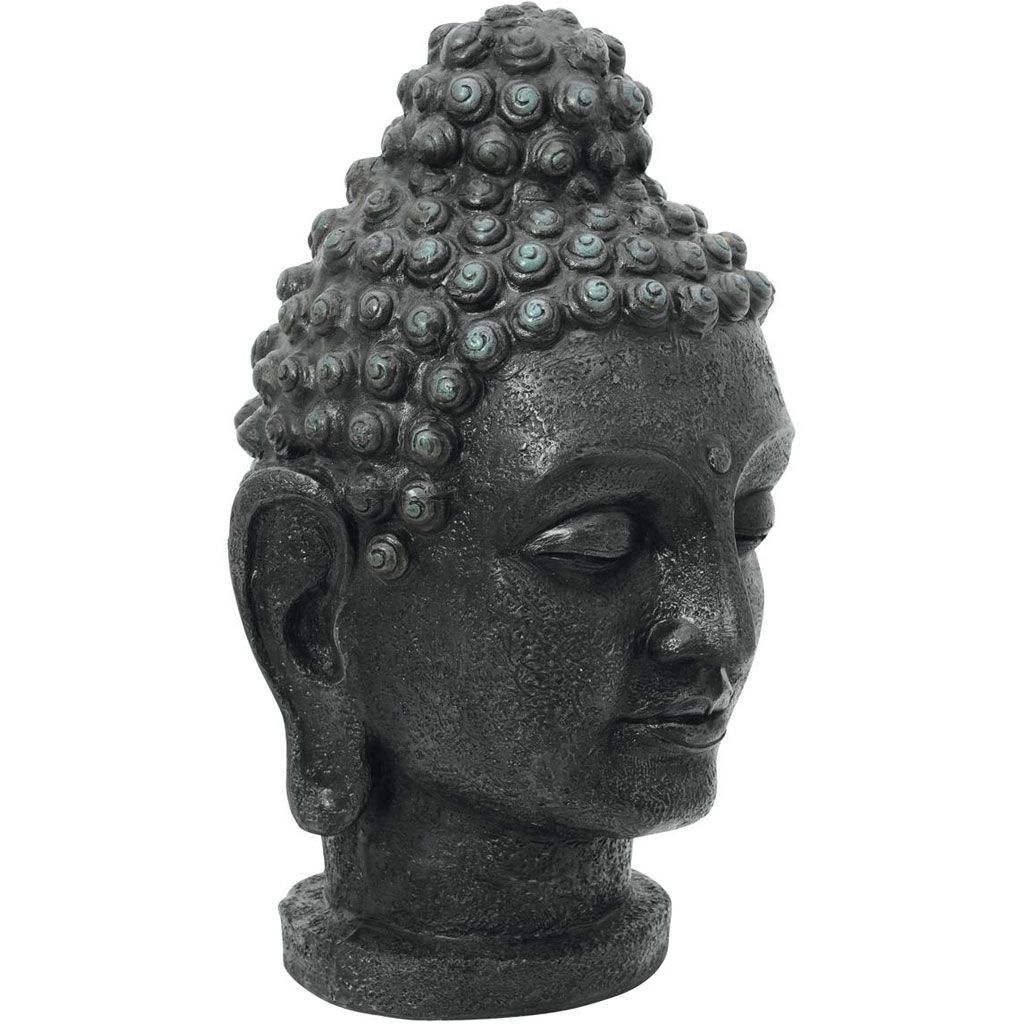 Europalms Buddhakopf, antik-schwarz, 75cm