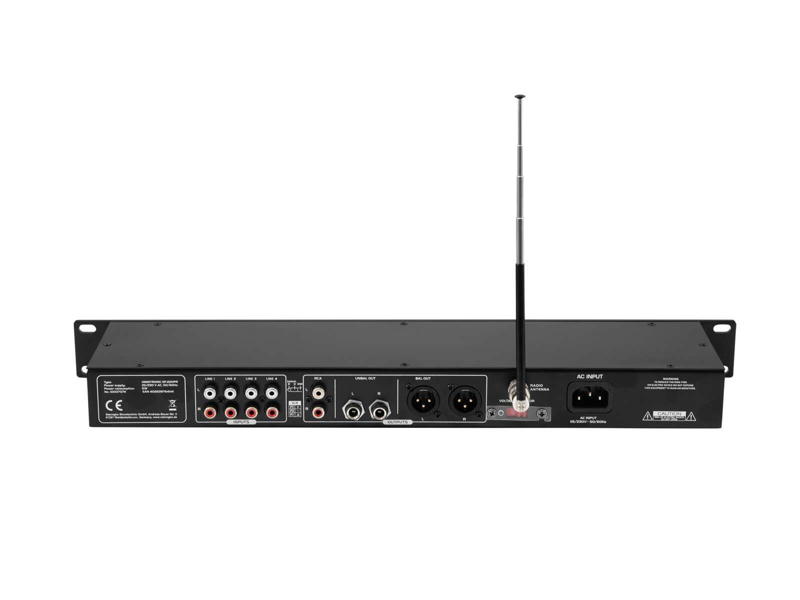 Omnitronic EP-220PR Vorverstärker mit MP3-Player und FM-Radio