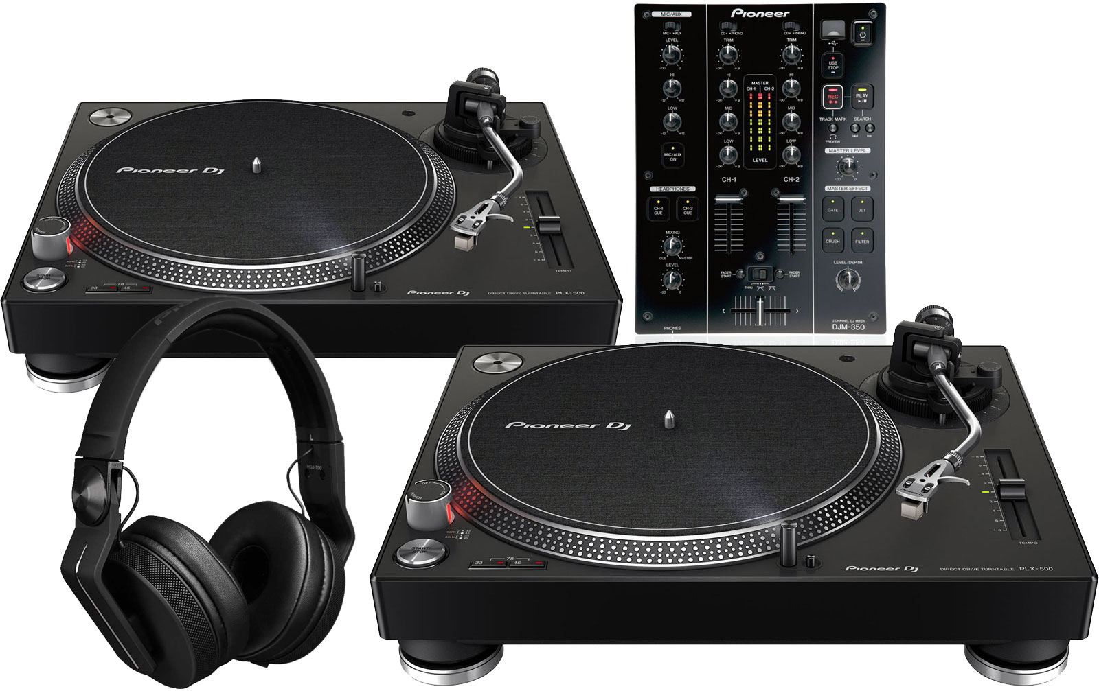 Pioneer PLX-500 K schwarz & DJM-350 & HDJ-700 Bundle