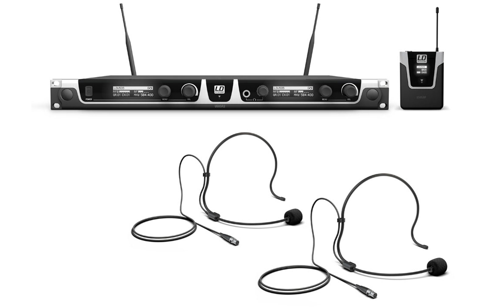 LD Systems U505 BPH 2 Funkmikrofon System mit 2 x Bodypack und 2 x Headset