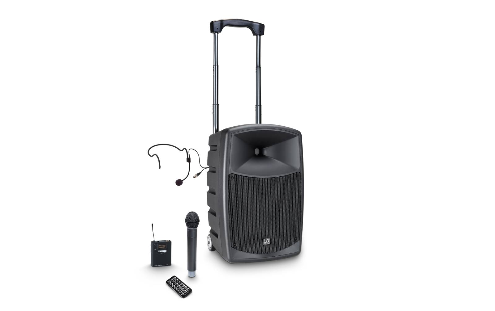 LD Systems RoadBuddy 10 HBH 2 Akkubetriebener Bluetooth-Lautsprecher mit Mixer, Funkmikrofon, Bodypack und Headset