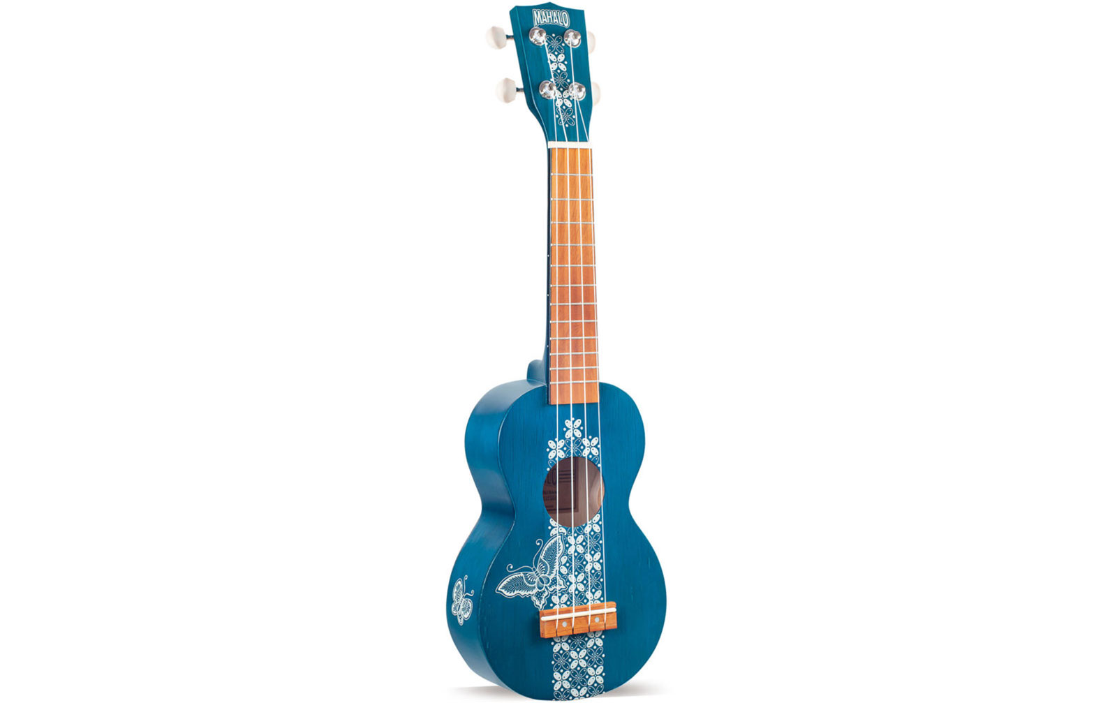 Mahalo Kahiko Batik Series Soprano Ukulele - Trans Blue w/bag