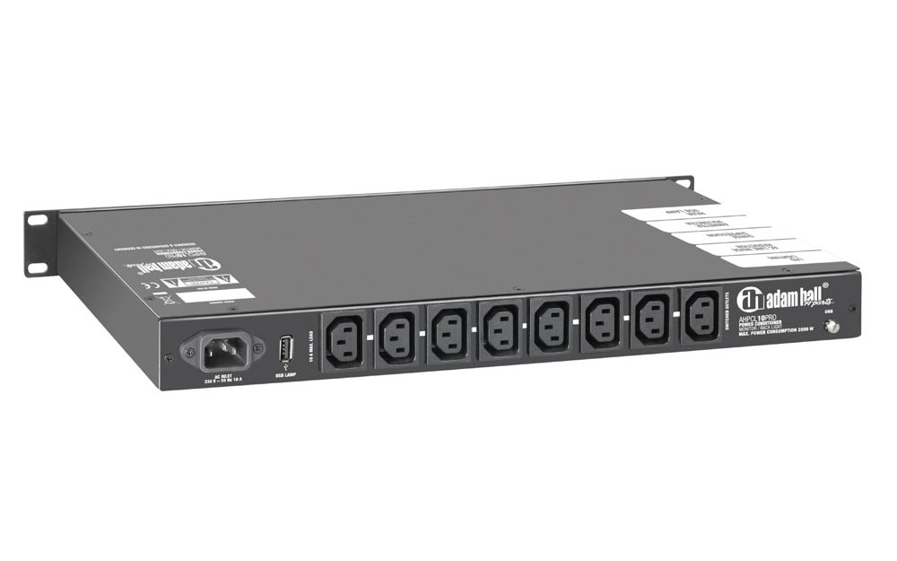 Adam Hall PCL 10 PRO Power Conditioner mit Volt- und Amperemeter, Display und Rack-Beleuchtung