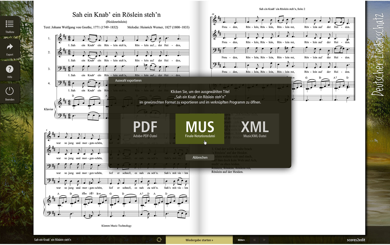 scores2edit Deutscher Liederschatz 2.0 inkl. Finale NotePad 2012