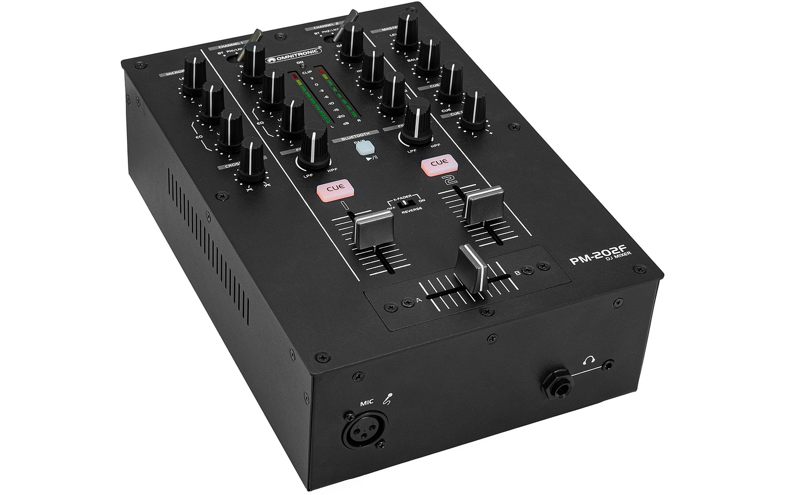 Omnitronic PM-202F 2-Kanal-DJ-Mixer mit Filter und Bluetooth