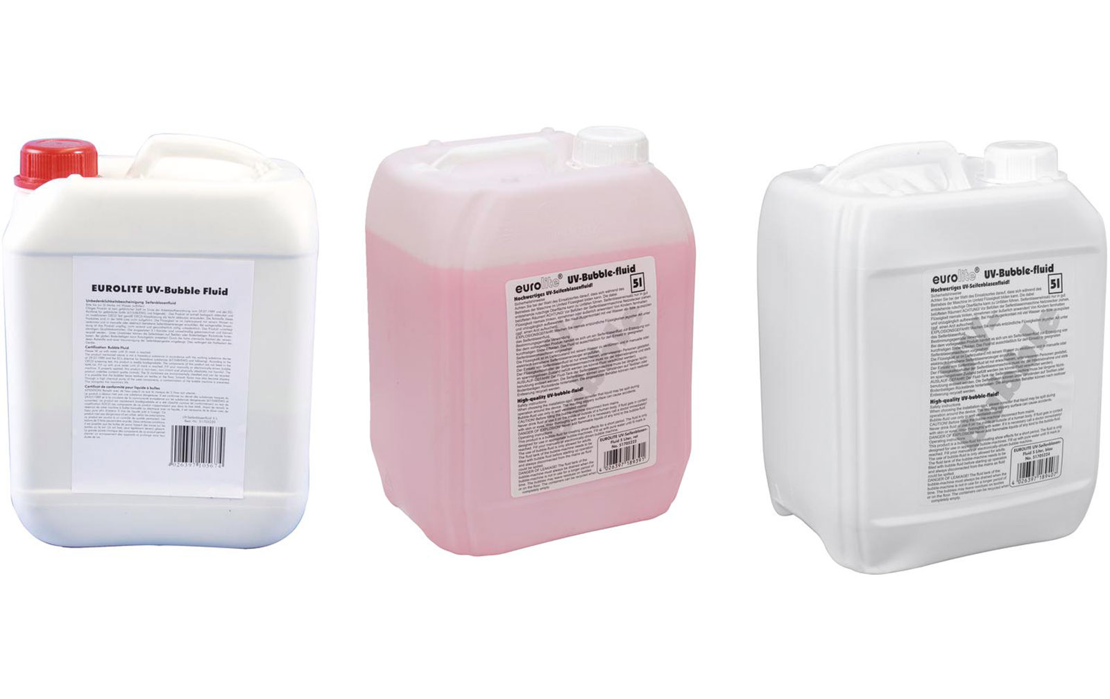 Eurolite Set 3x UV-Seifenblasenfluid 5l gelb + rot + blau