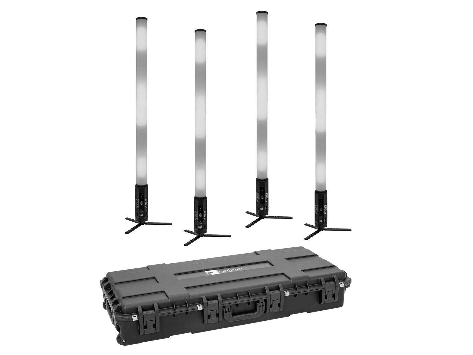 Eurolite Set 4x AKKU IP Pixel Tube 360° PRO CRMX + Kunststoffcase