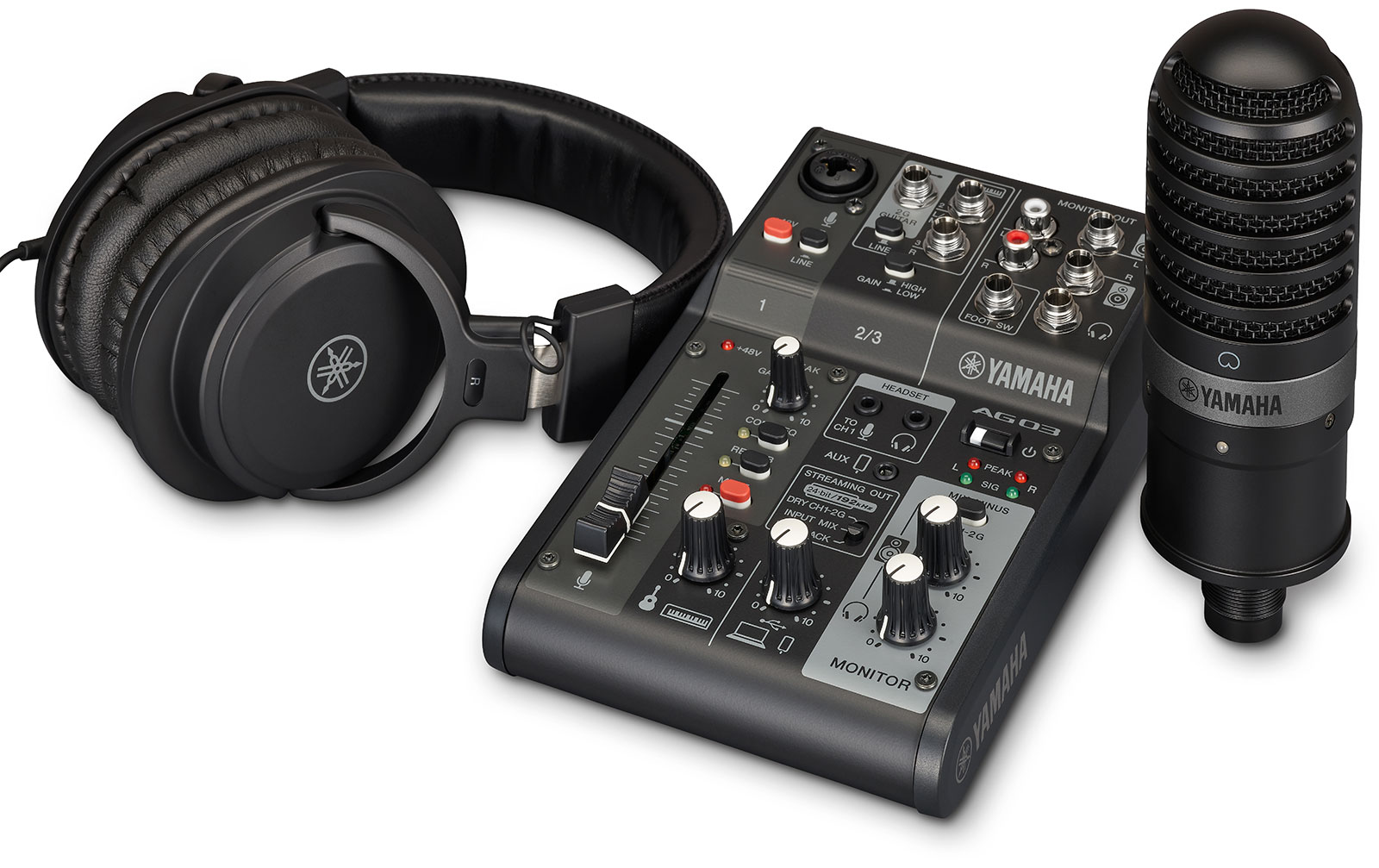 Yamaha AG03 MK2 LSPK Live Streaming Package, schwarz