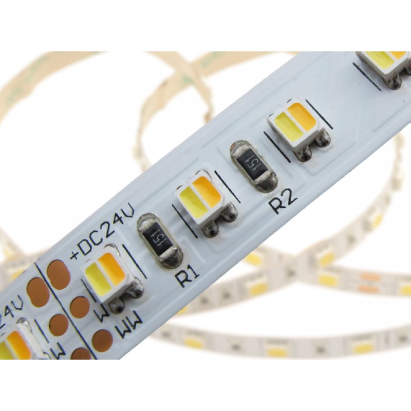 LED-Strip warm weiss/ kalt weiss 24V, 1200 LED, 5 Meter-Rolle, ww, cw