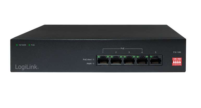 LogiLink Power over Ethernet (PoE) Switch, 10/100 MBit/s, 5-port