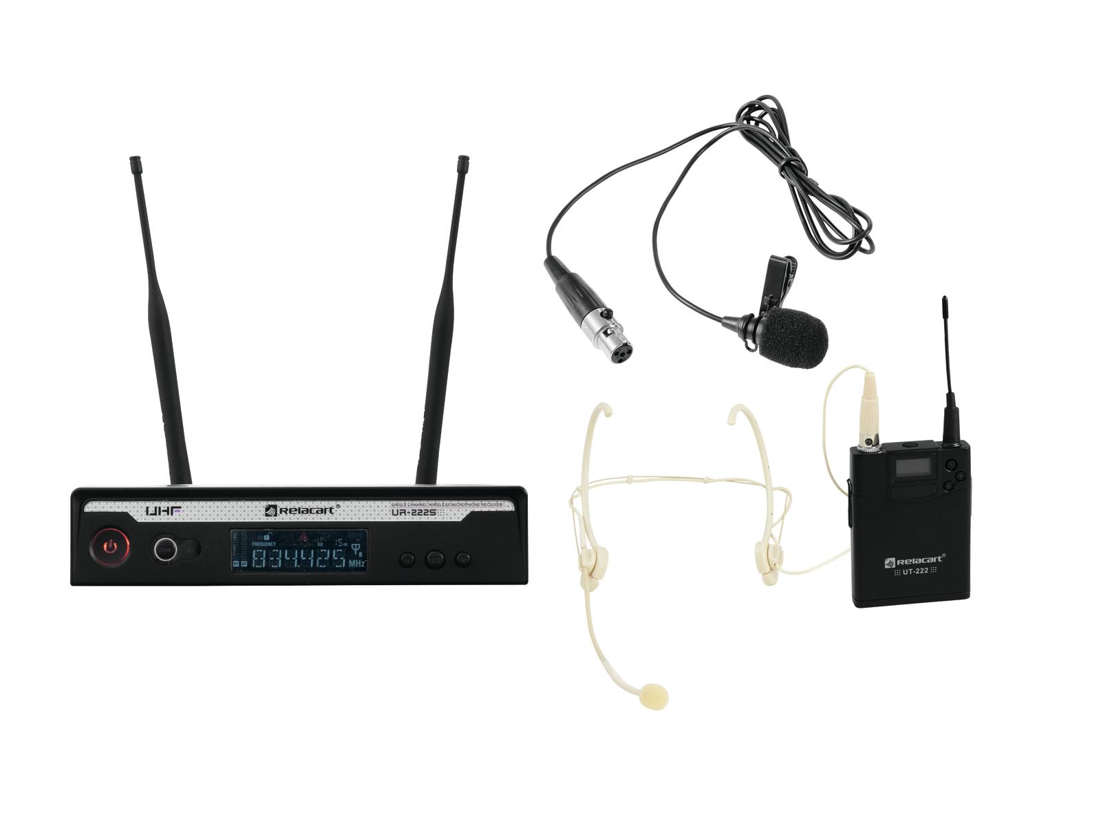 Relacart Set UR-222S Bodypack mit Headset und Lavalier