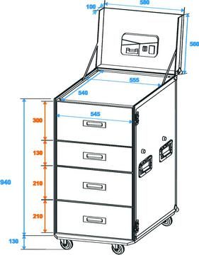 Roadinger Universal-Schubladen-Case WDS-1 Rollen