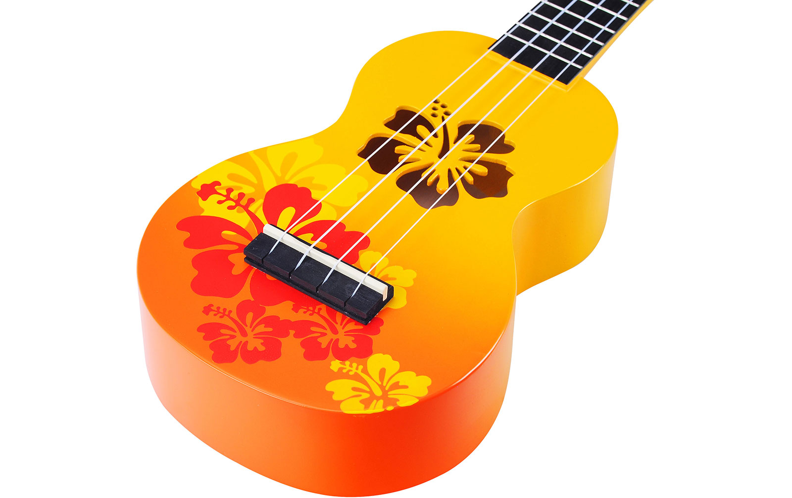 Mahalo Designer Ukulele Hibiscus (Orange Burst)