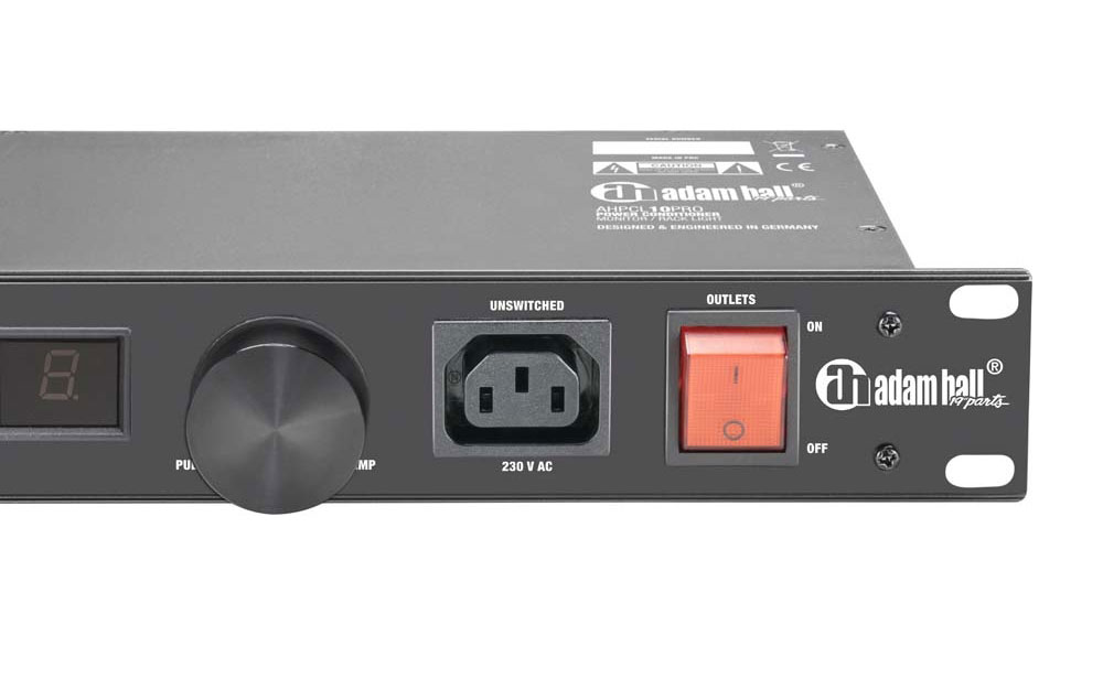 Adam Hall PCL 10 PRO Power Conditioner mit Volt- und Amperemeter, Display und Rack-Beleuchtung