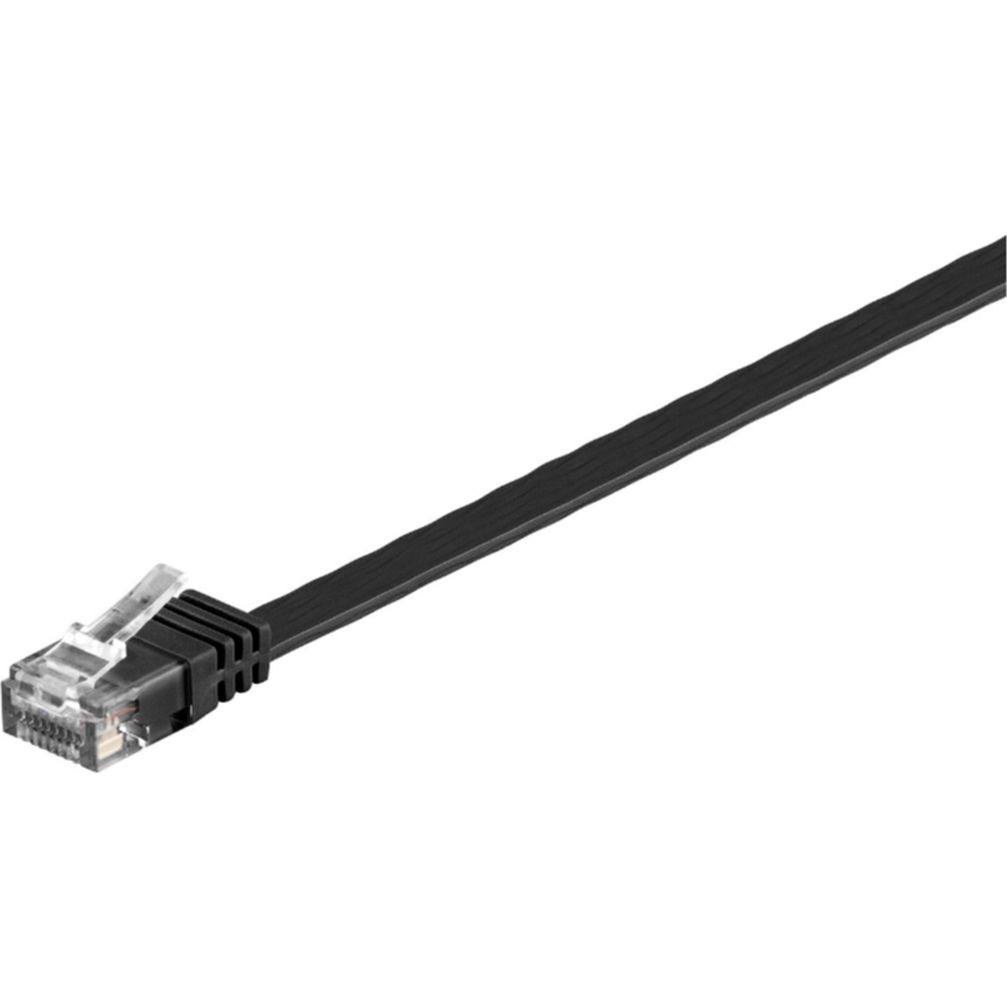 Goobay CAT 6 Flach-Patchkabel, U/UTP, Schwarz 10m