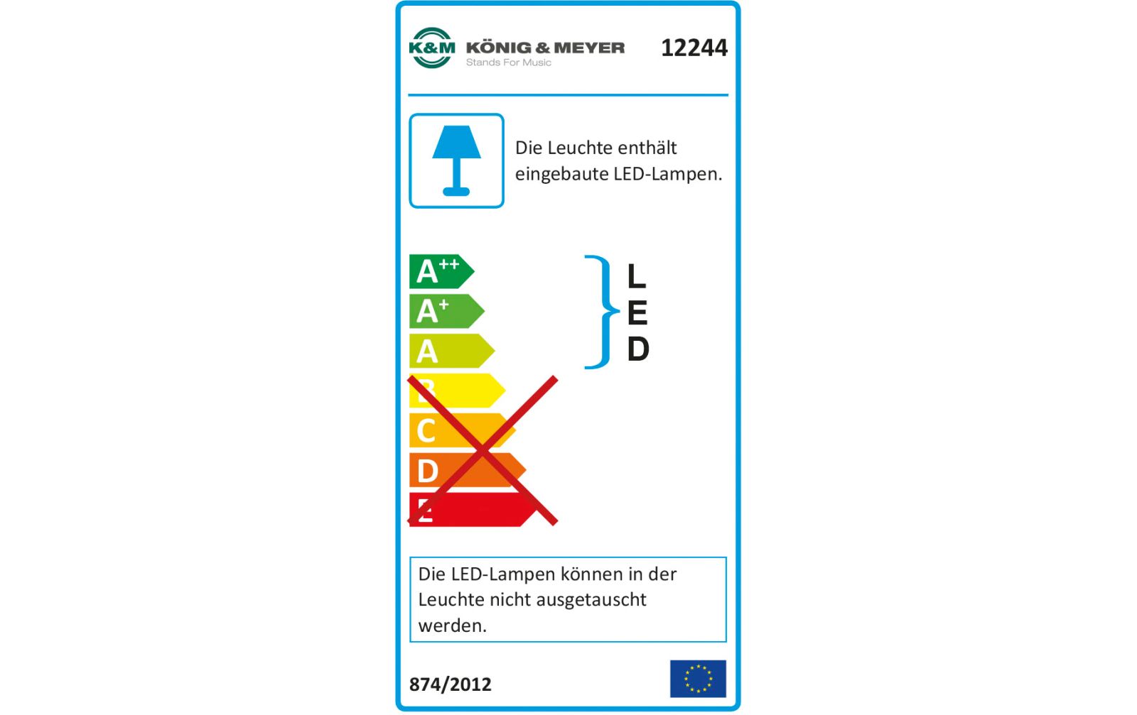 K&M 12244 Notenpultleuchte Double2 LED FlexLight, schwarz