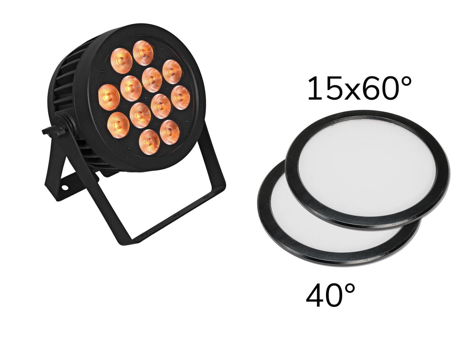 Eurolite Set LED IP PAR 12x9W QCL Spot + 2x Diffusorscheibe (15x60° und 40°)