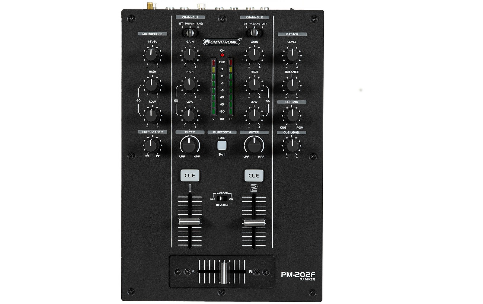 Omnitronic PM-202F 2-Kanal-DJ-Mixer mit Filter und Bluetooth