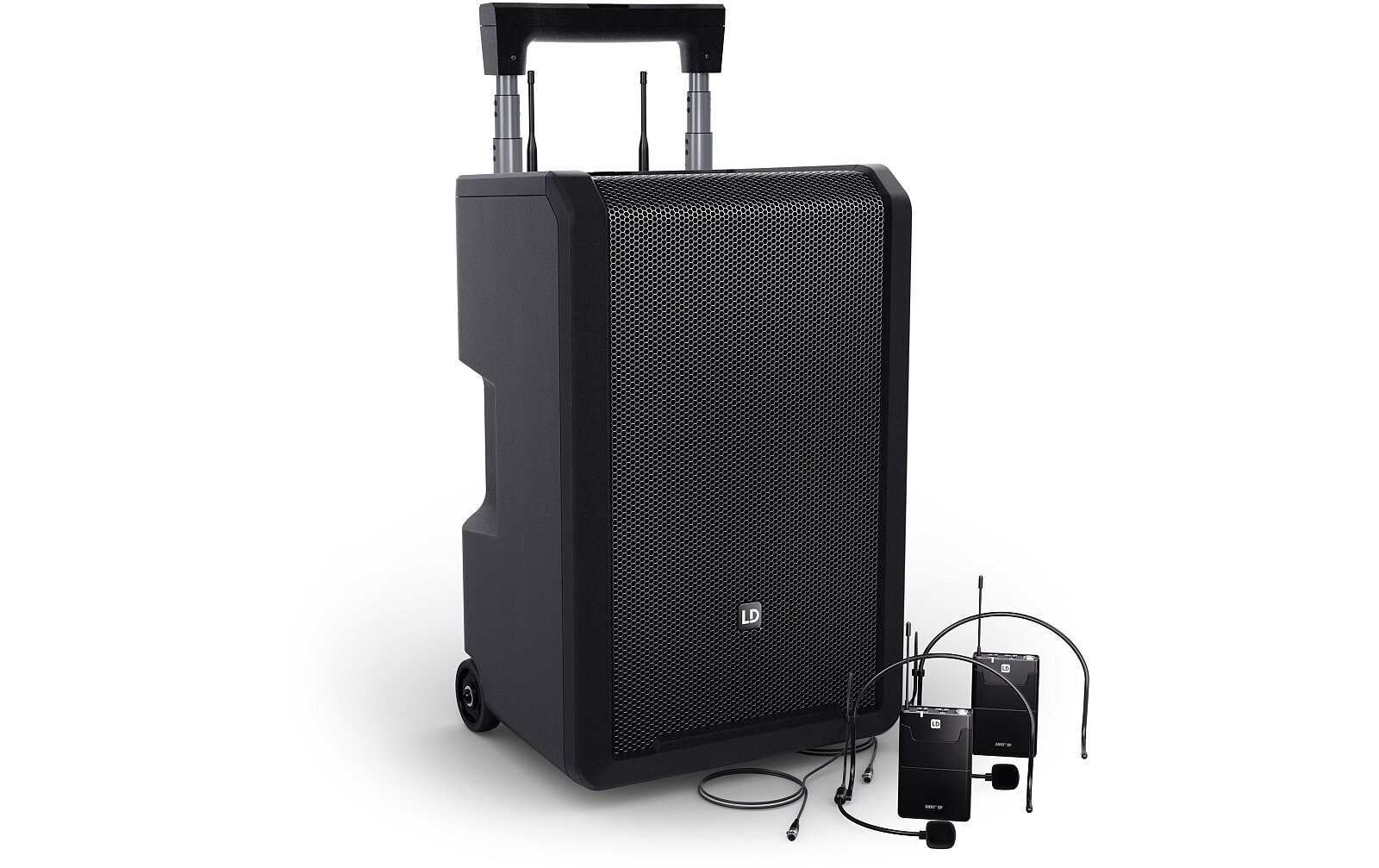 LD Systems ANNY® 10 BPH 2 B8 - 10" Mobiler Bluetooth® PA-Lautsprecher mit Akku, Mixer und 2x Headset-Mikrofon (inkl. Taschensender)