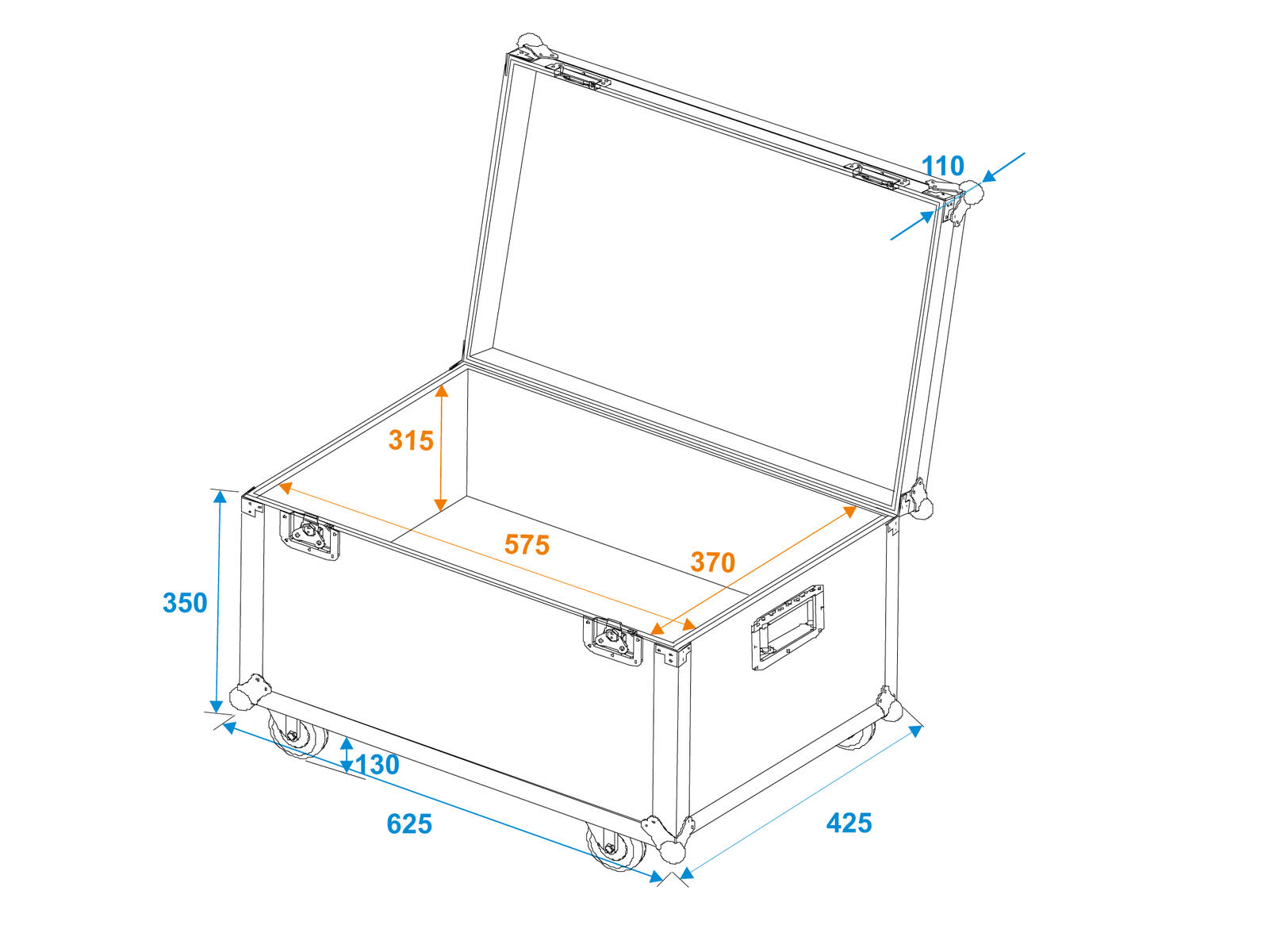 Roadinger Universal-Transport-Case 60x40cm mit Rollen