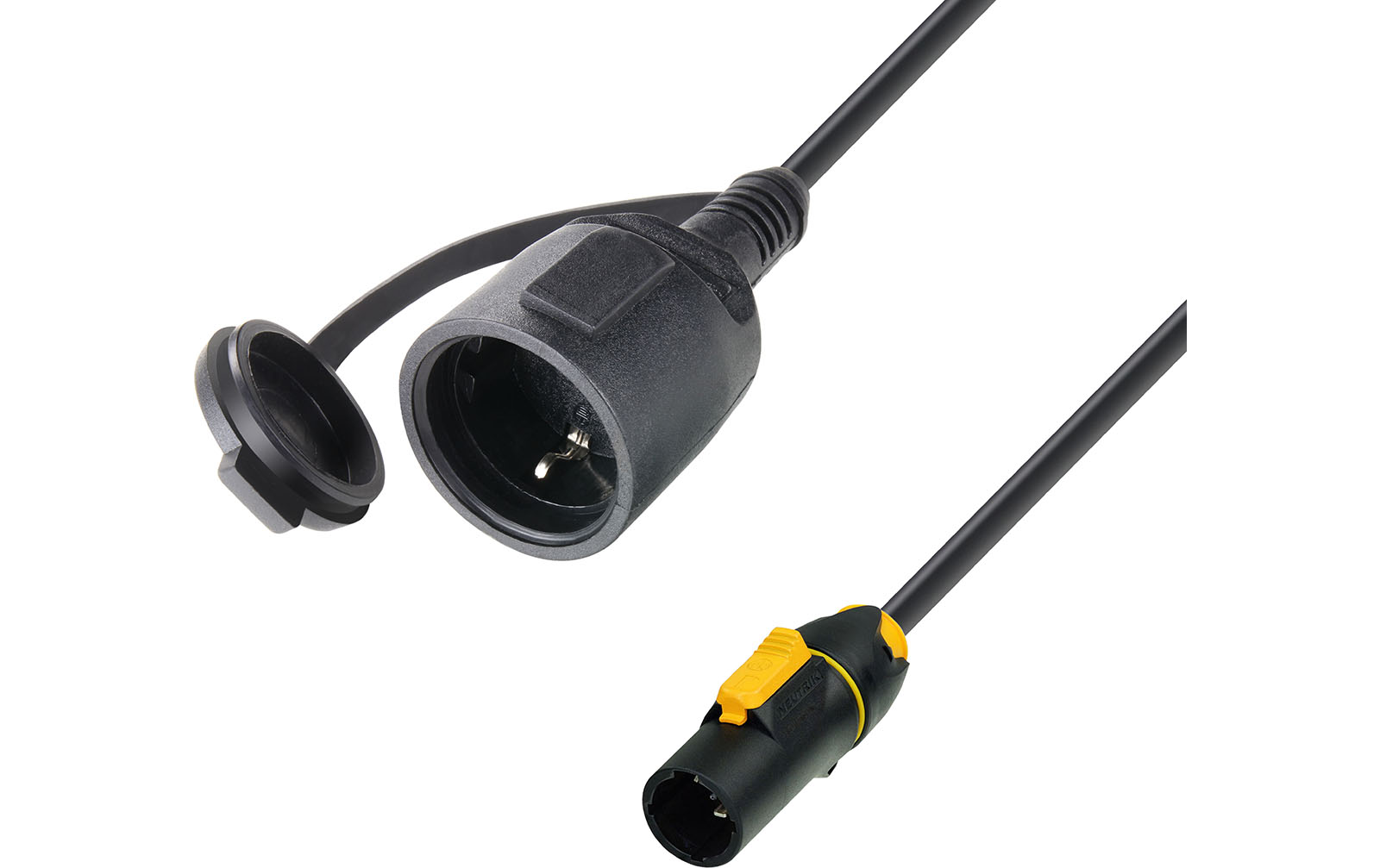Adam Hall 8101 KF 0150 T CON - 1,5 m Gummimantel Verlängerungskabel CEE7/7 Buchse an PowerCon True One 3 x 1,5 mm²