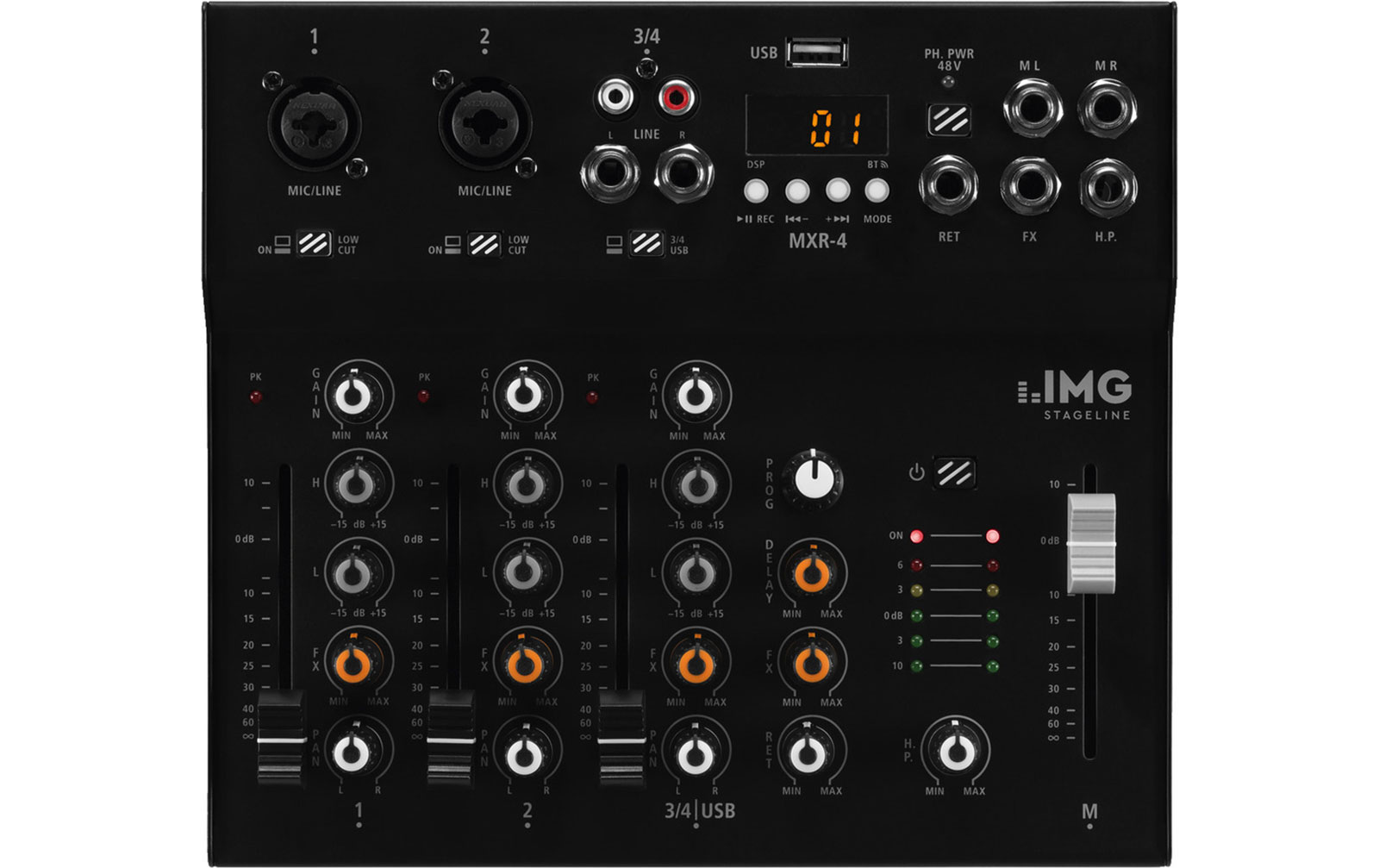 IMG Stageline MXR-4 4-Kanal Audio Mischpult