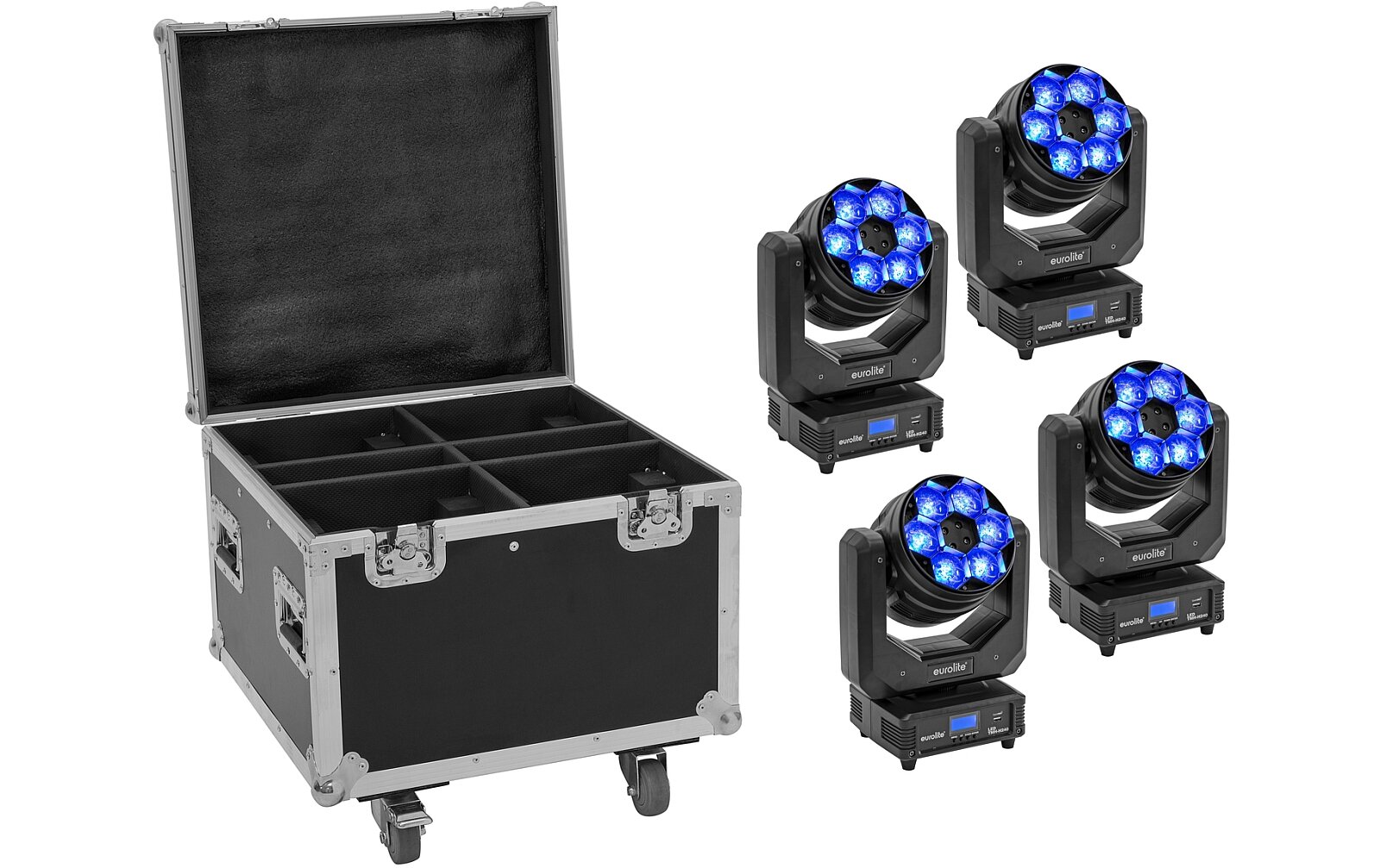 Eurolite Set 4x LED TMH-H240 Beam/Wash/Flowereffekt + Case