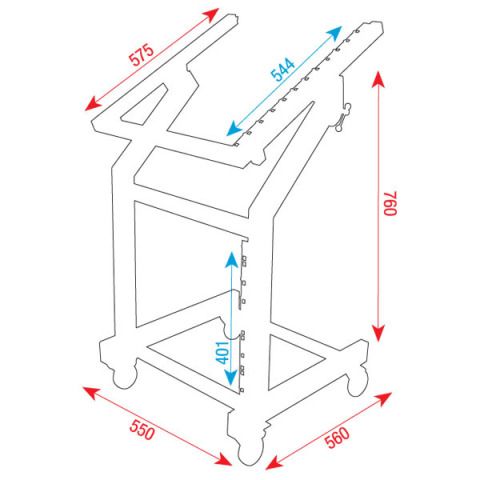 Showgear 19 zoll Rack, metall mit verstellbarem Oberteil