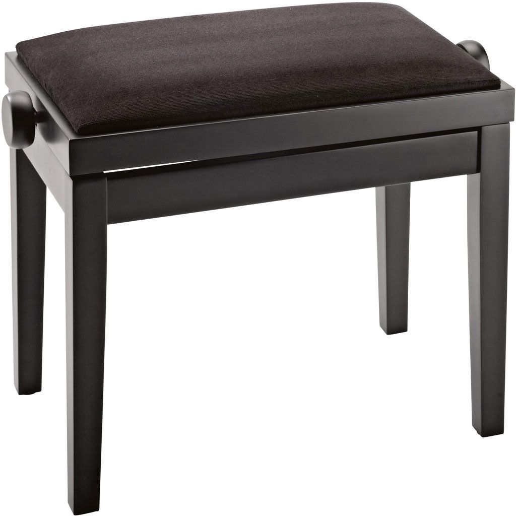 K&M 13900 Klavierbank, Bank schwarz matt, Sitz Samt schwarz