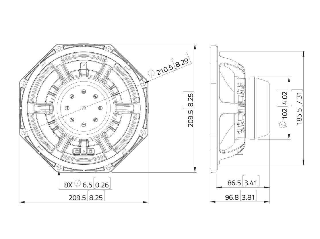 Lavoce WAN082.01 8" Woofer, Neodym, Alukorb