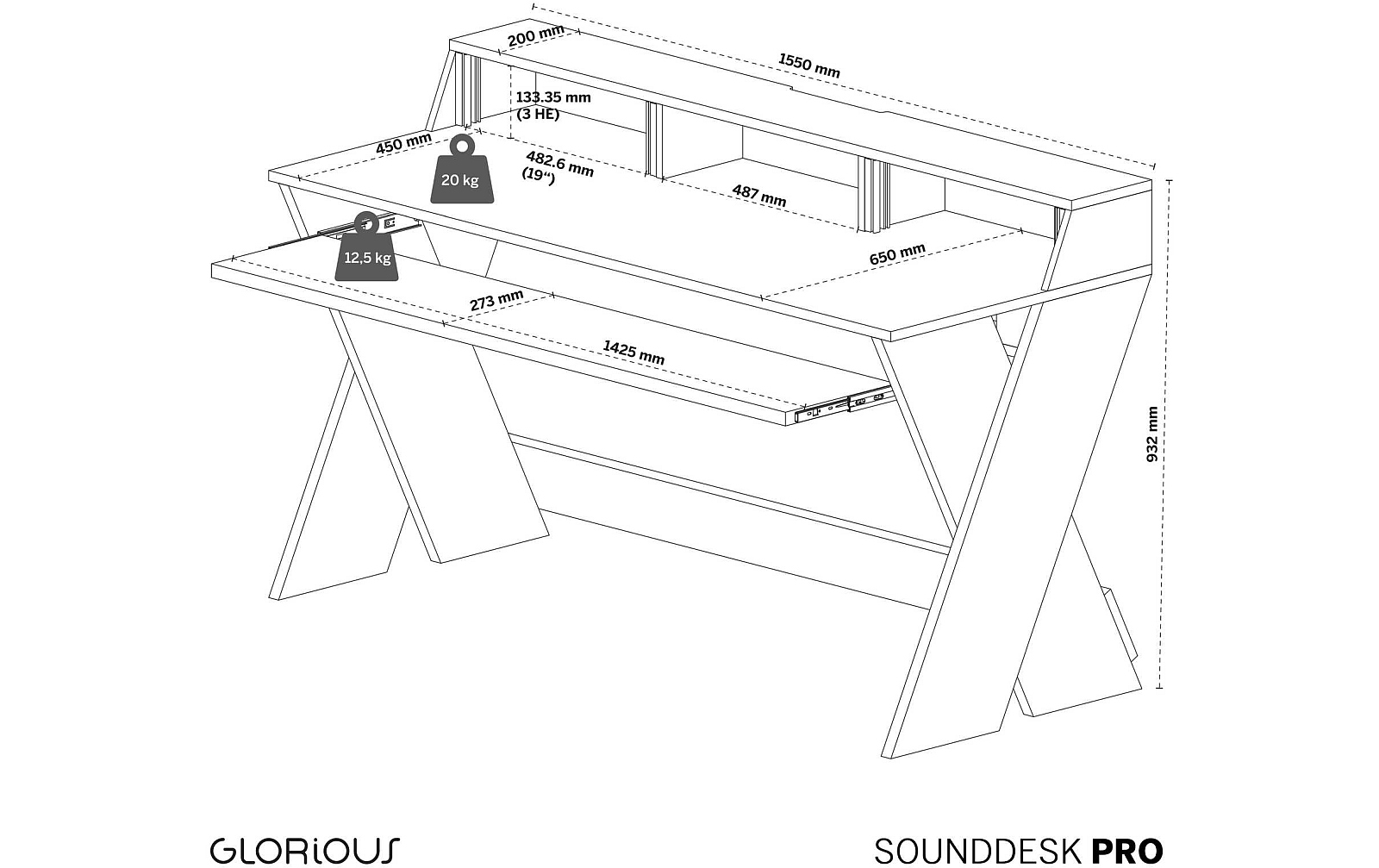 Glorious Sound Desk Pro White