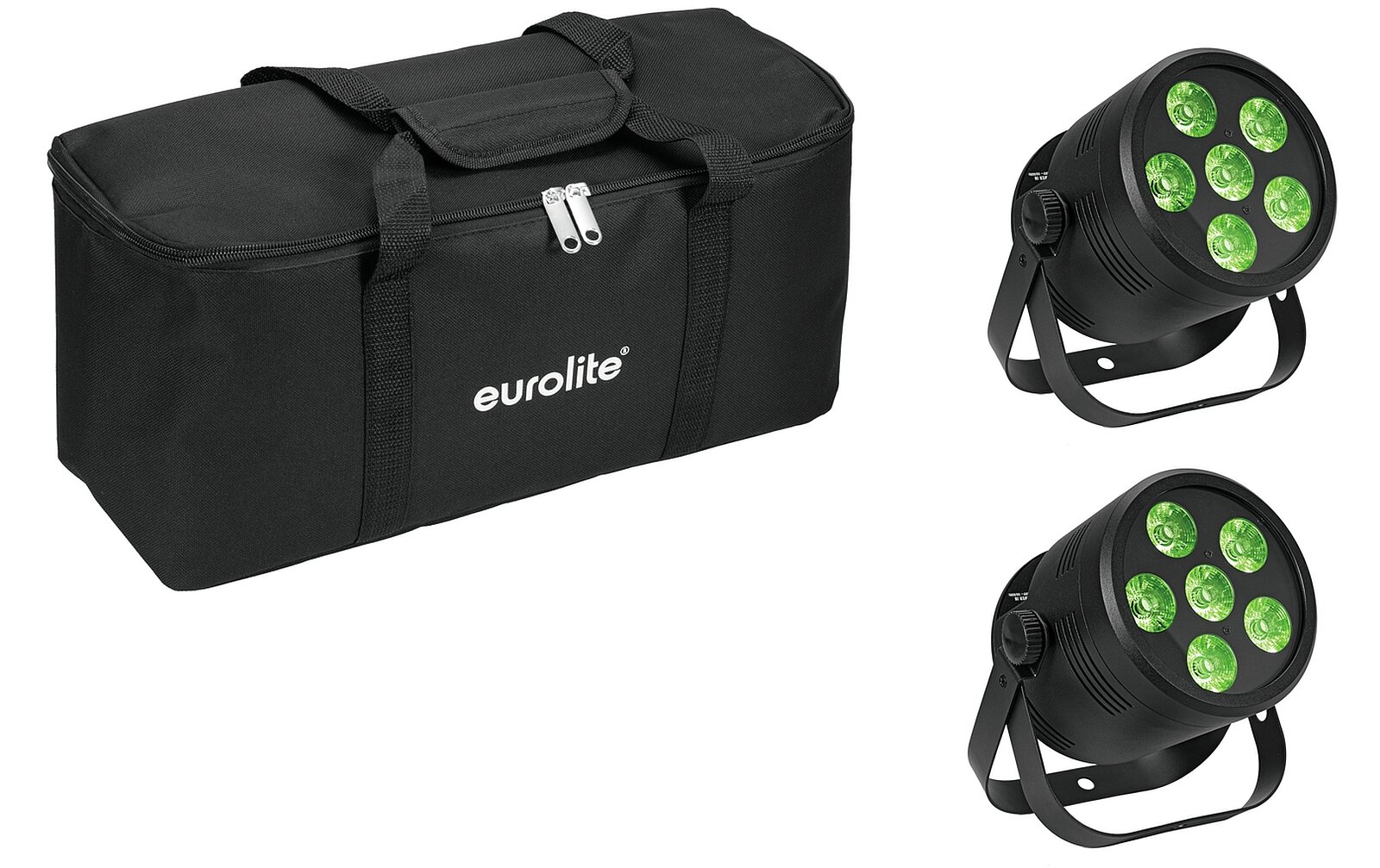 Eurolite Set 2x LED Silent Par 6 QCL Floor sw + Soft-Bag