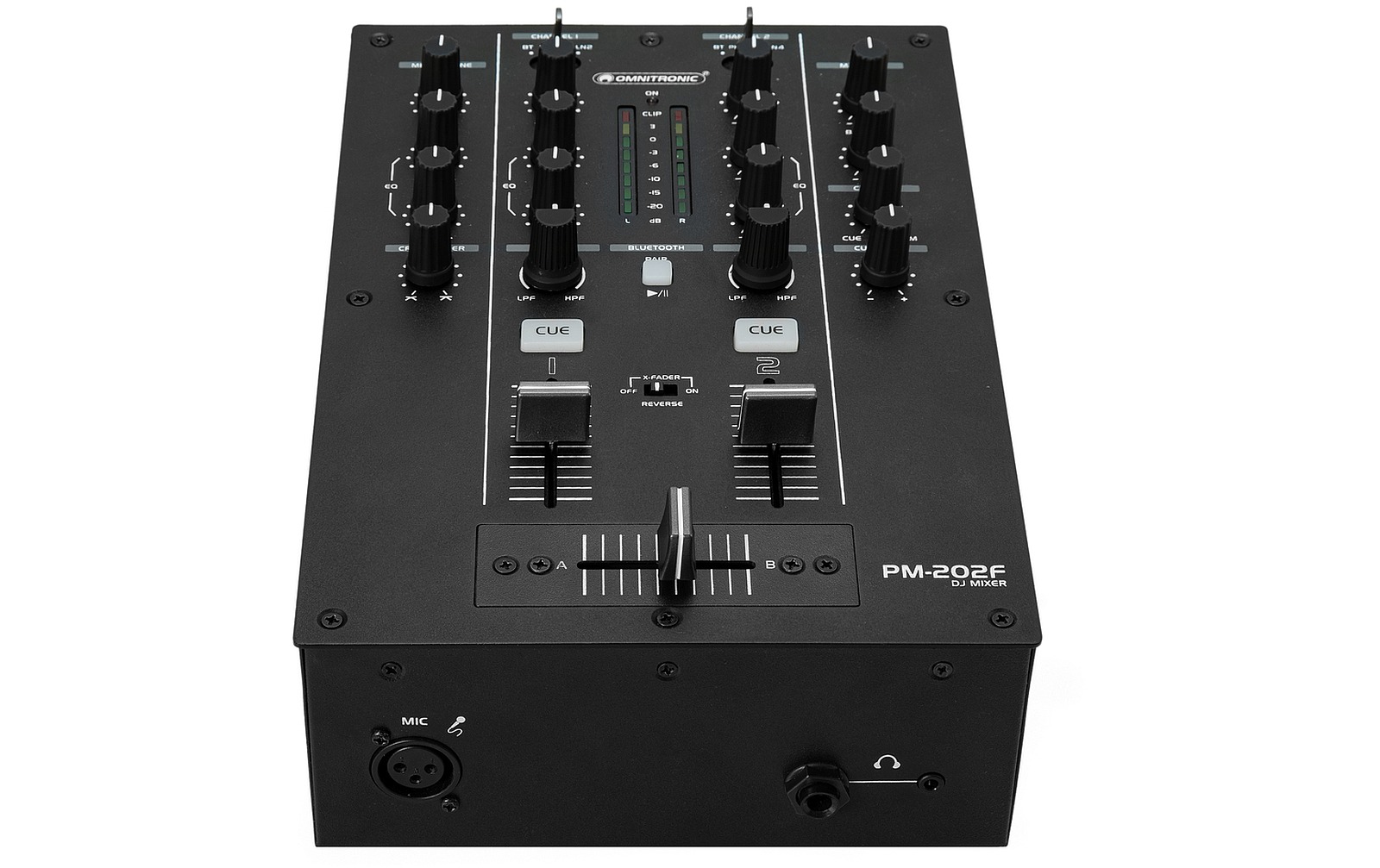 Omnitronic PM-202F 2-Kanal-DJ-Mixer mit Filter und Bluetooth