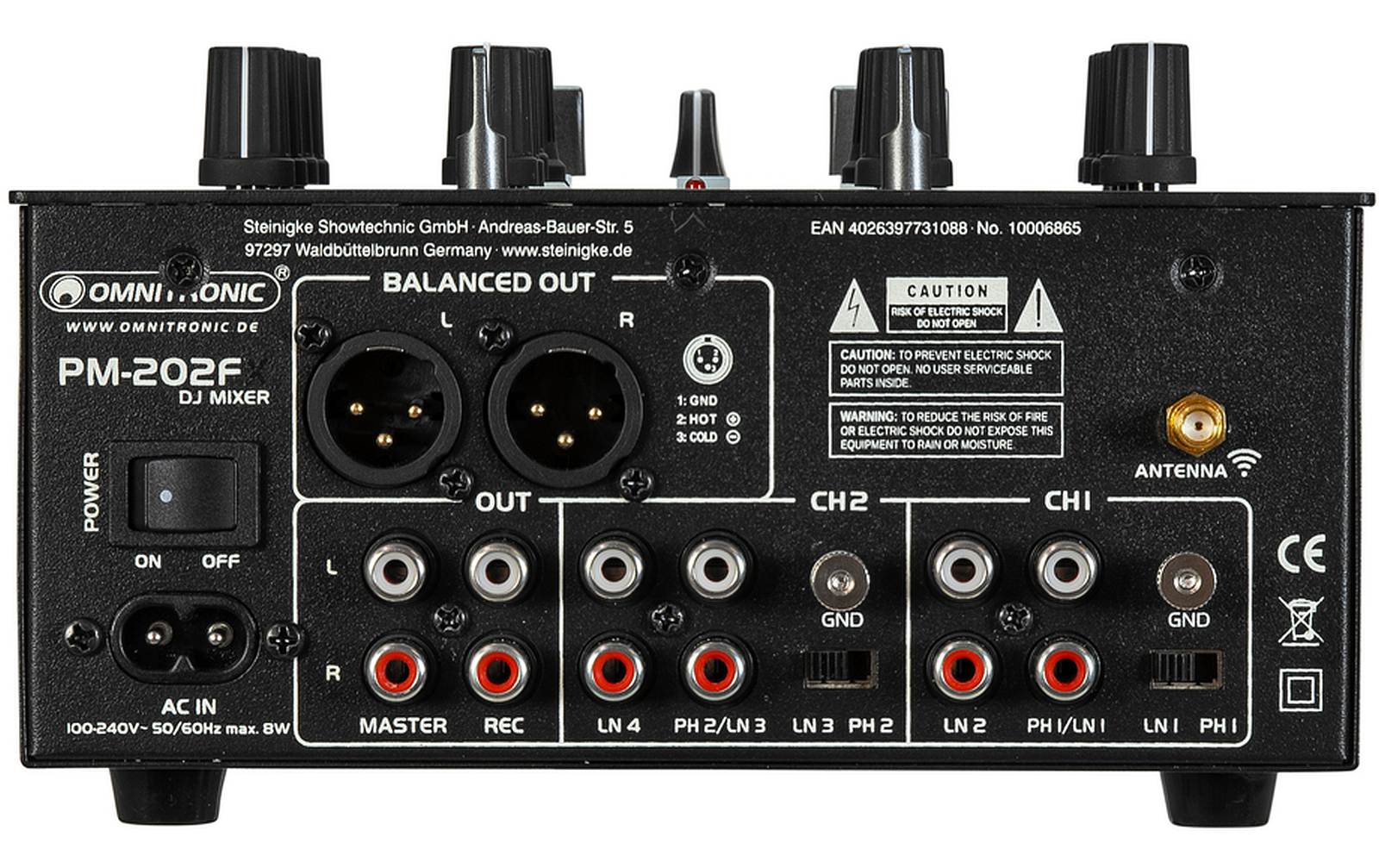 Omnitronic PM-202F 2-Kanal-DJ-Mixer mit Filter und Bluetooth