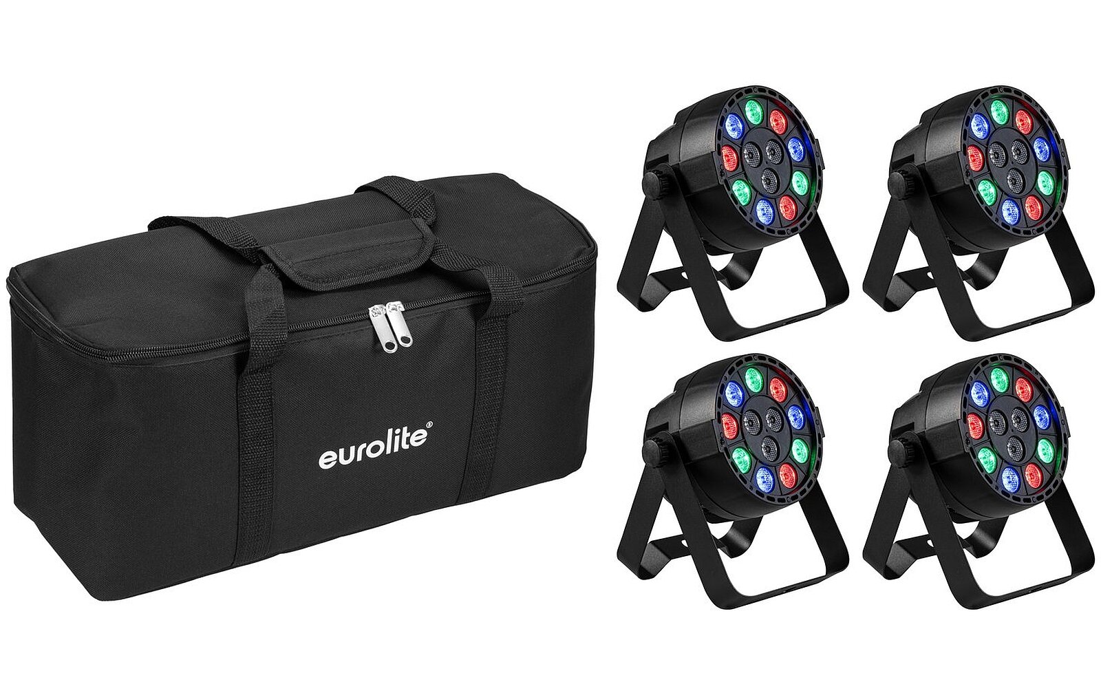 Eurolite Set 4x AKKU Mini PARty RGBW Spot MK2 + Soft-Bag