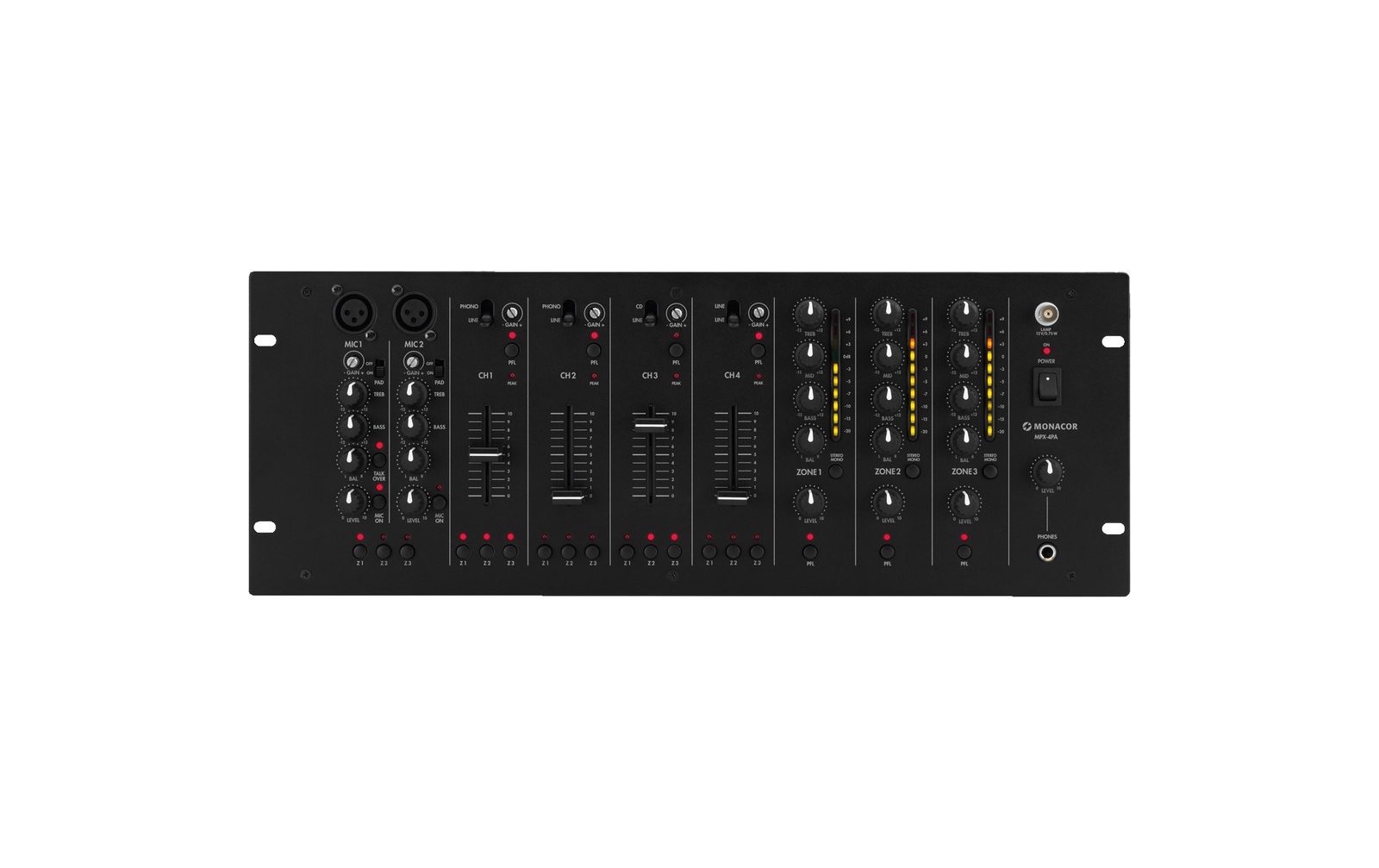 Monacor MPX-4PA 3 Zonen Mischpult