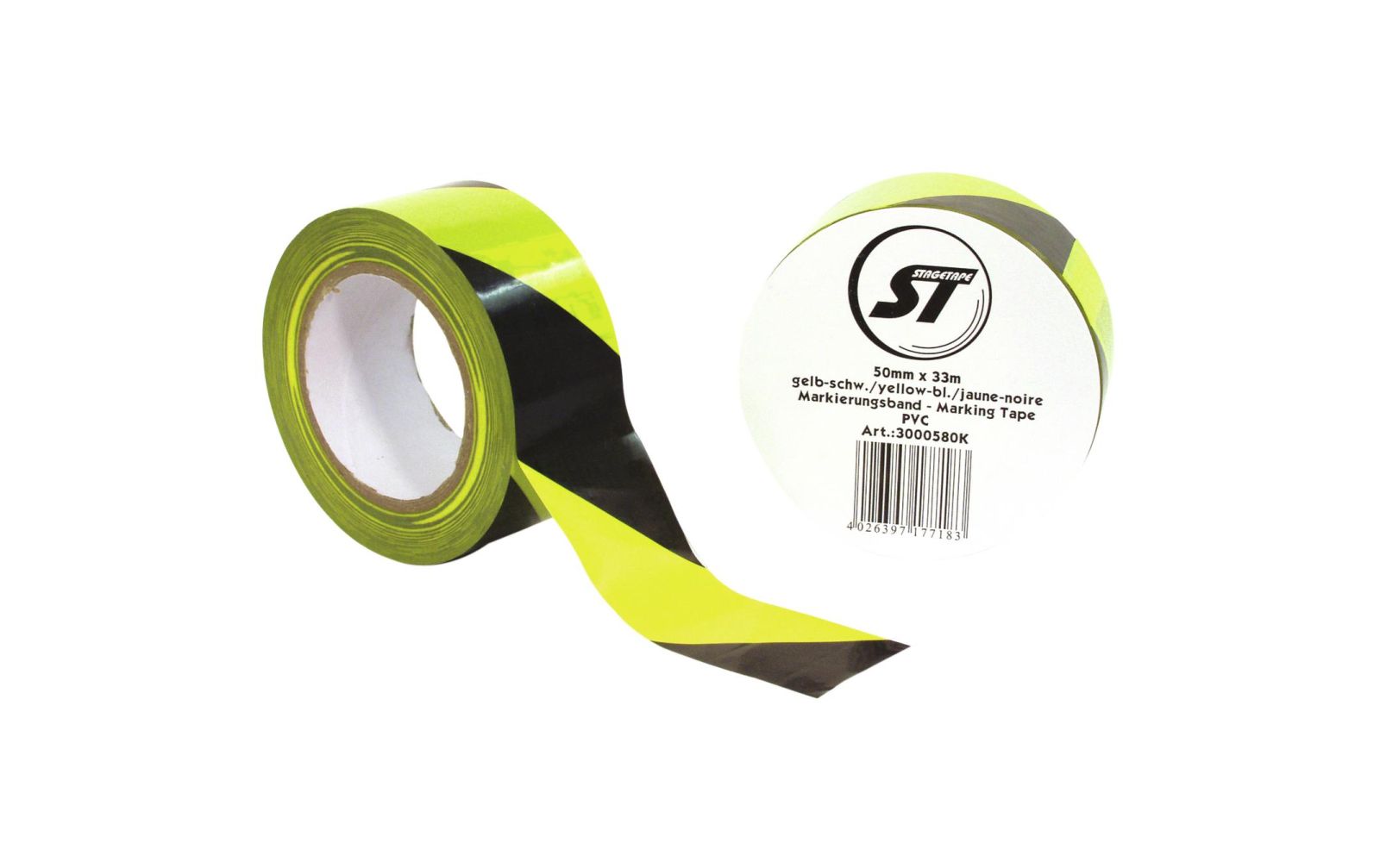 Markierungsband PVC  gelb/schwarz 50mm x 33m
