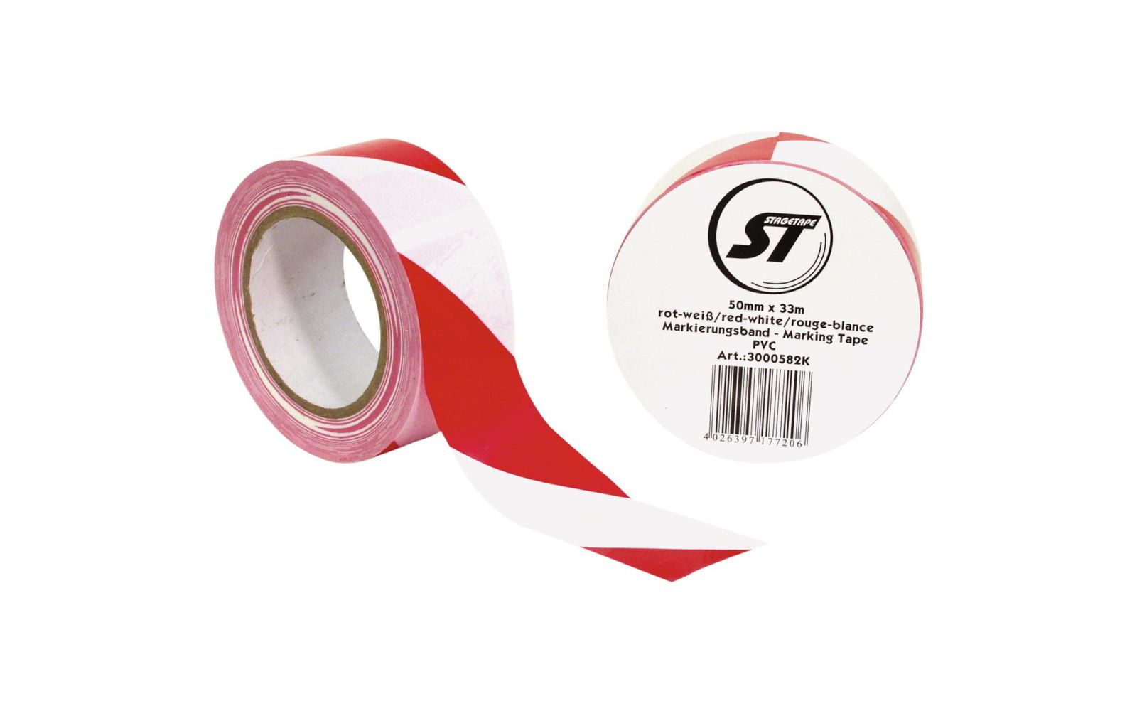 Markierungsband PVC rot/weiß 50mm x 33m