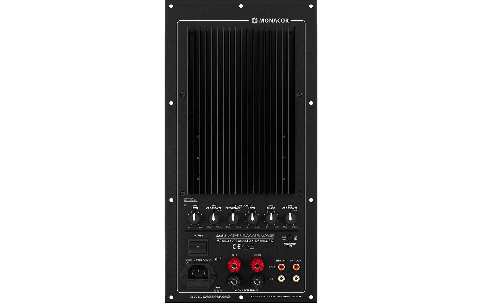 Monacor SAM-2 Subwoofer-Aktiv-Modul, 200 W