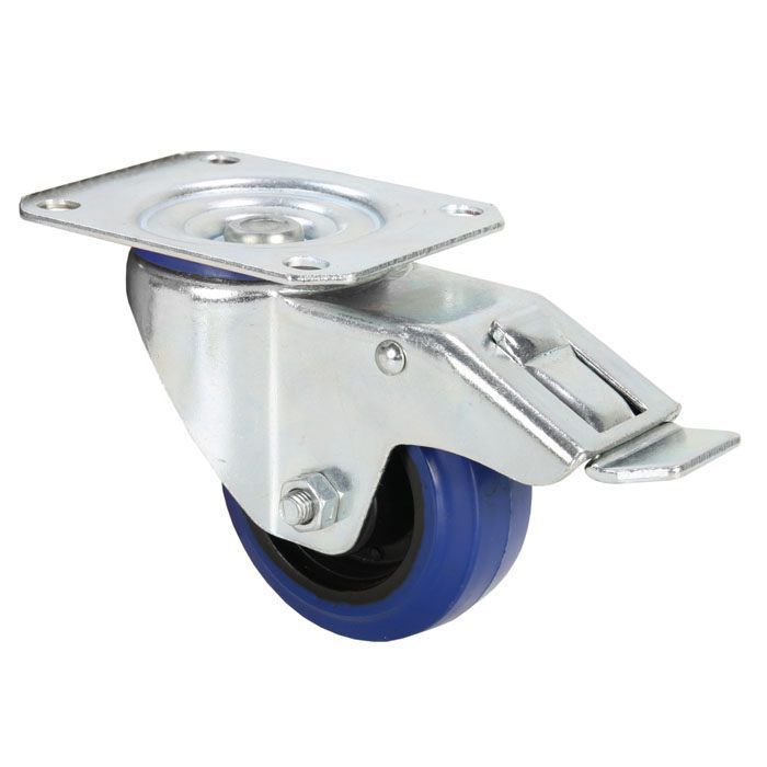 Adam Hall 372091 Lenkrolle 80 mm mit blauem Rad und Feststeller