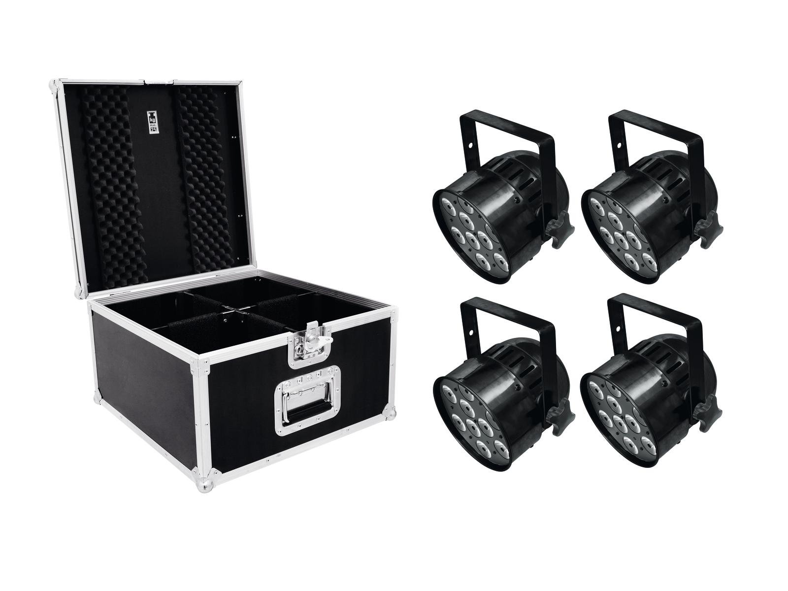 Eurolite Set 4x LED PAR-56 QCL Short sw + PRO Case