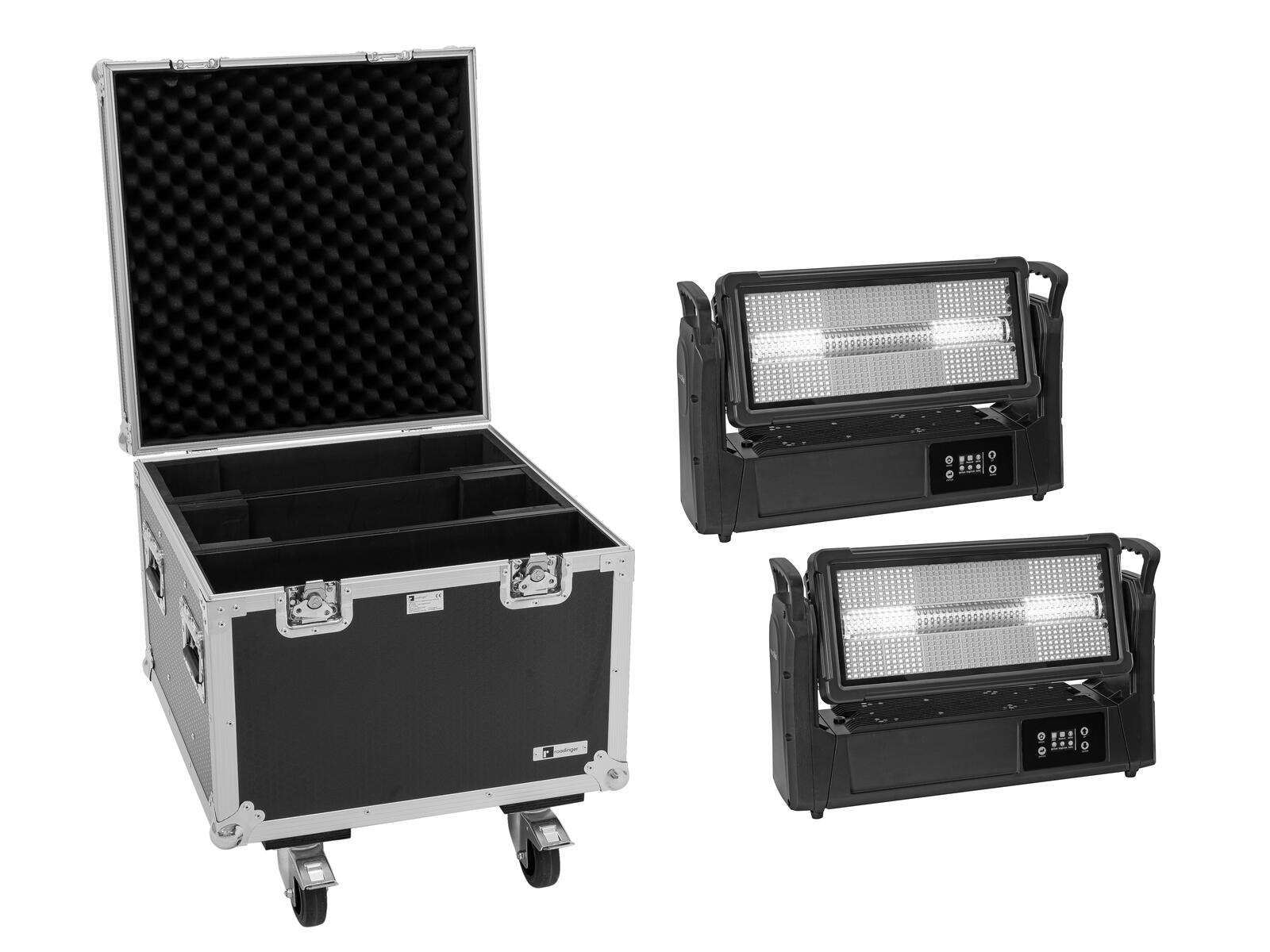 Eurolite Set 2x LED IP Mega PIX Strobe 714 SWING + Flightcase mit Rollen
