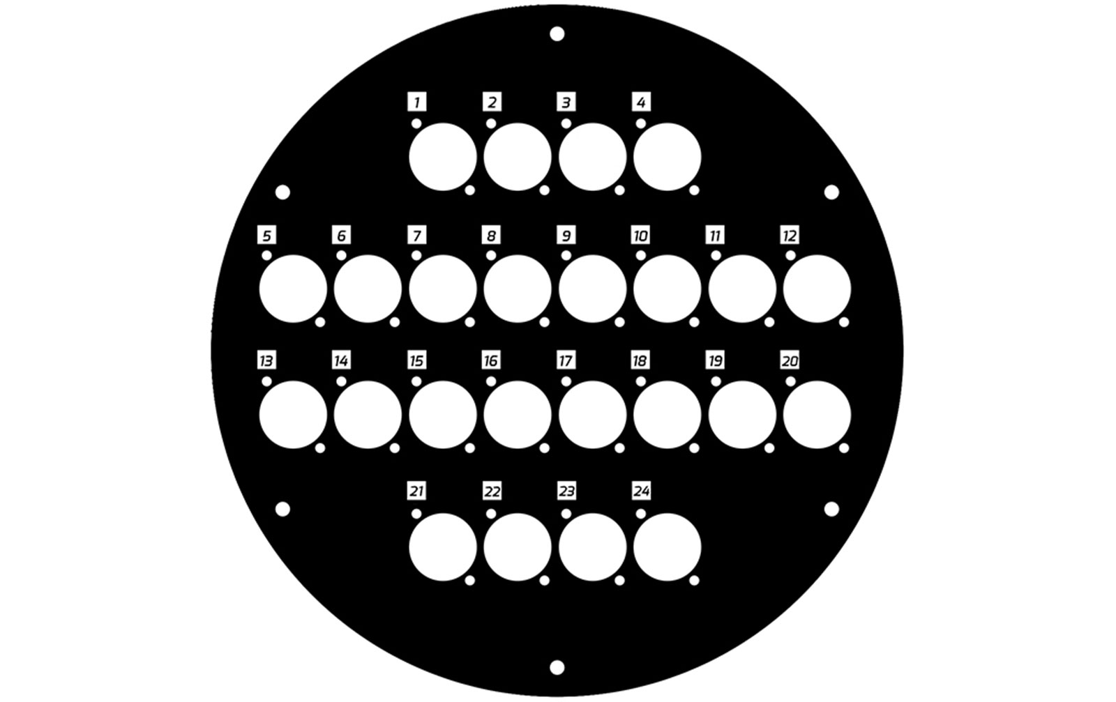 Adam Hall 70226 D 24 Frontplatte für Kabeltrommel 70226 mit 24 x D-Typ Löchern