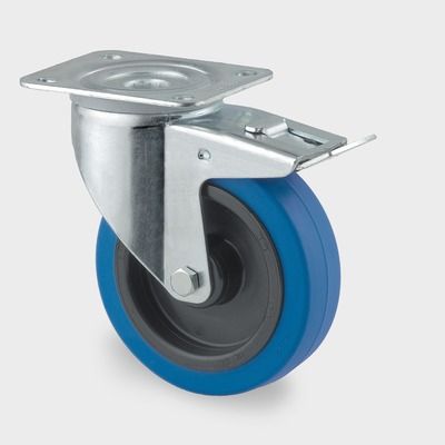 Tente Lenkrolle Blue Wheel gebremst, 100mm, 4-Loch, 160kg