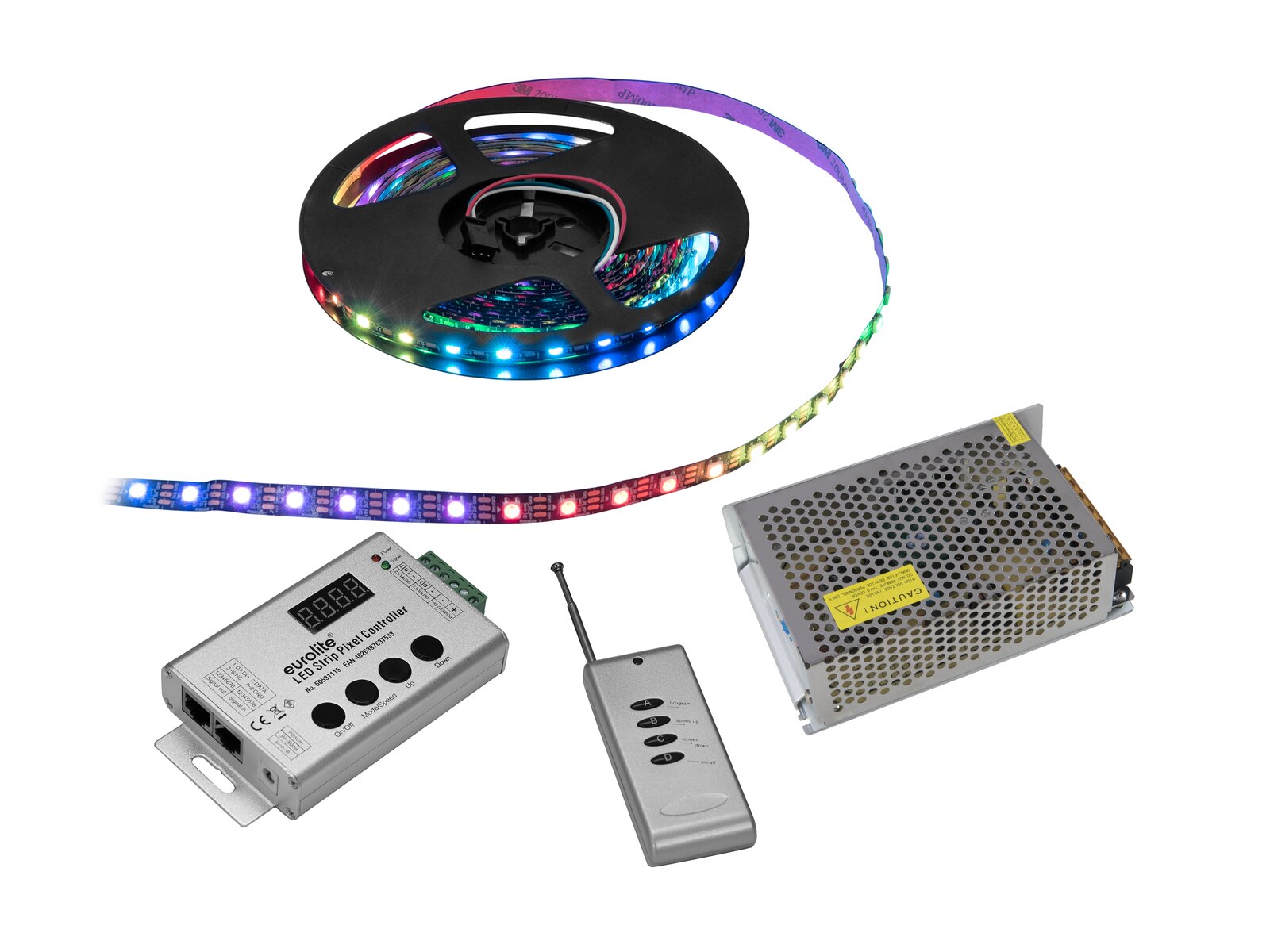 Eurolite Set LED Pixel Strip RGB 5m + Controller + Trafo 5V