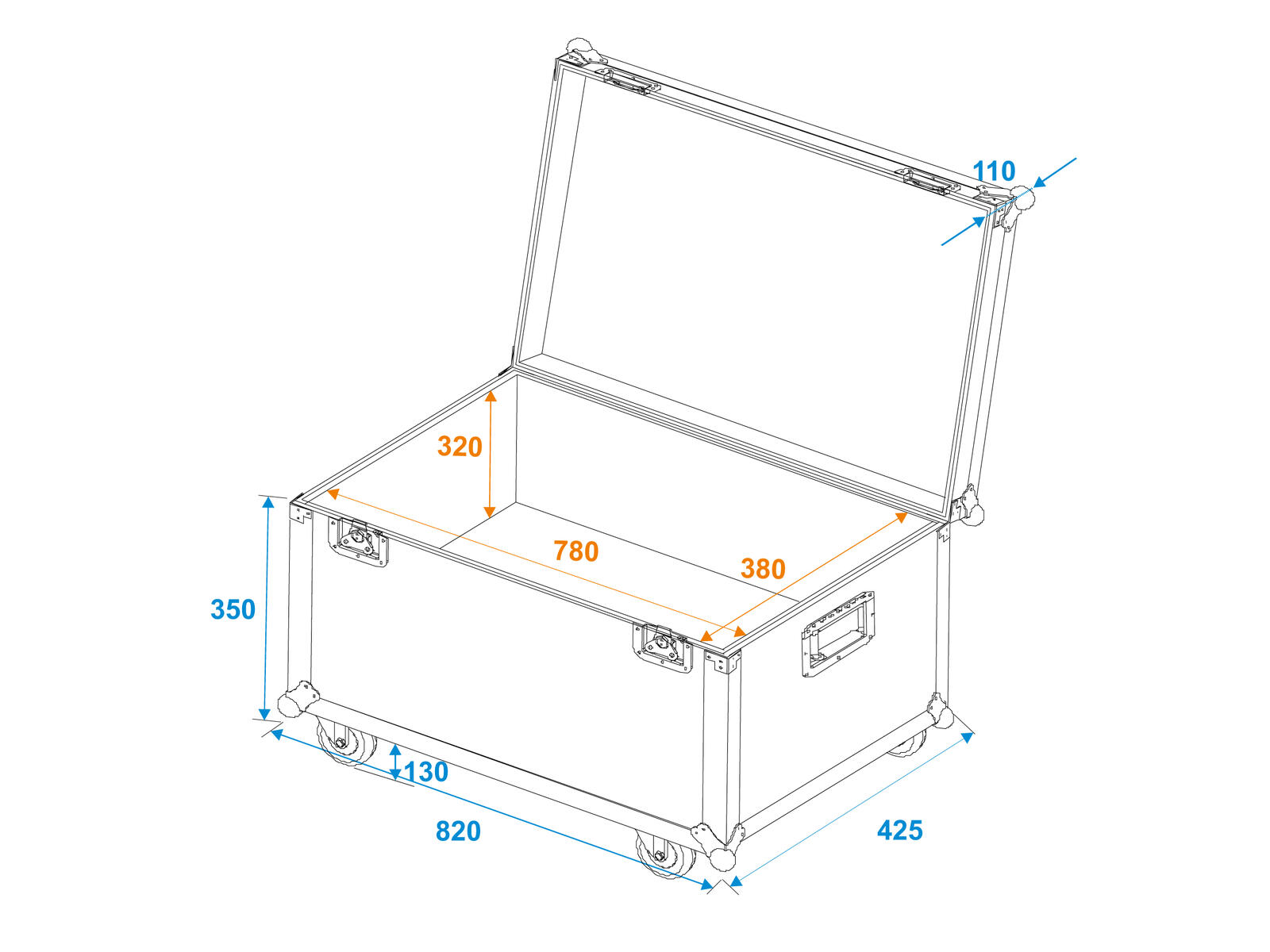 Roadinger Universal-Transport-Case 80x40cm mit Rollen