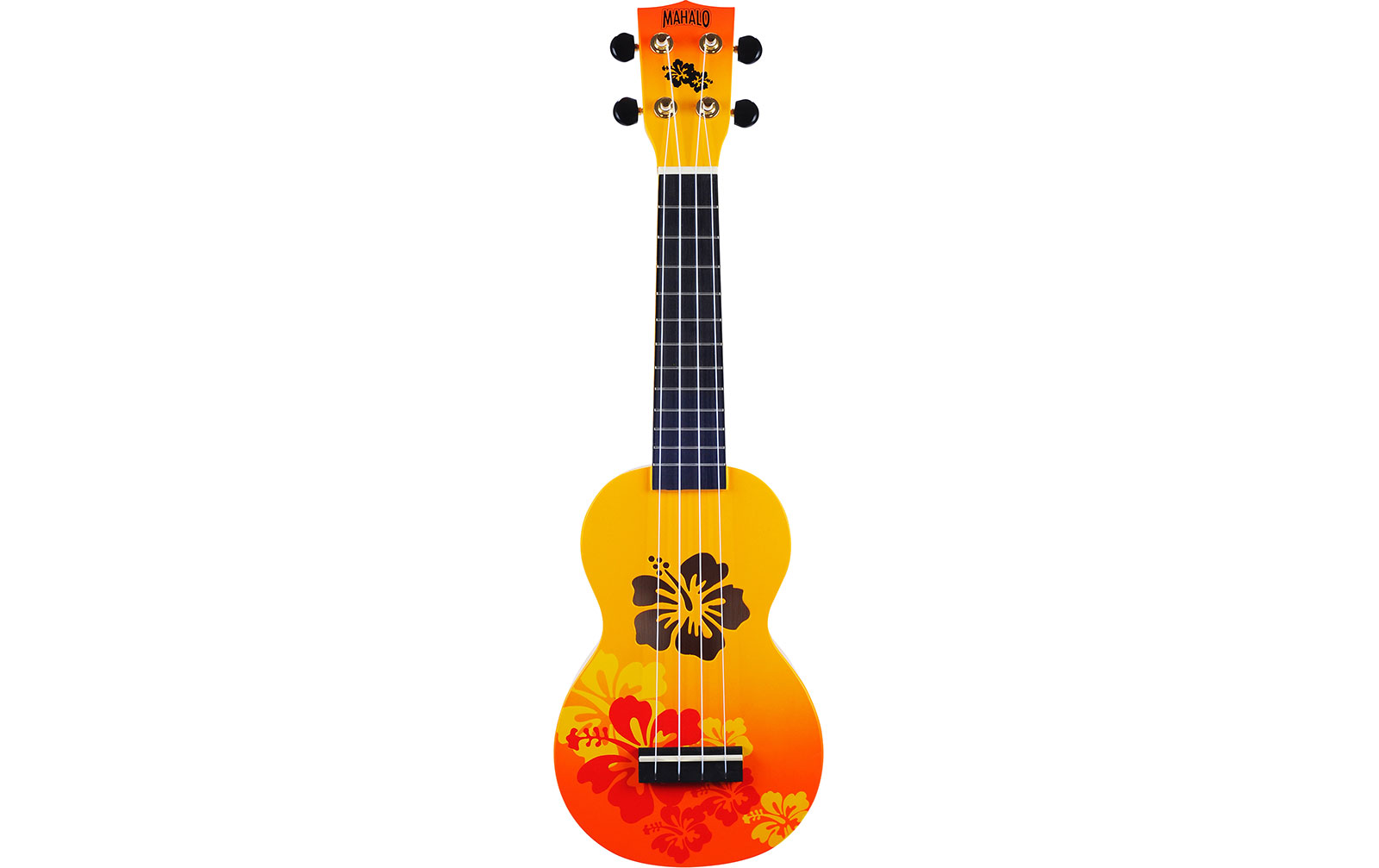 Mahalo Designer Ukulele Hibiscus (Orange Burst)